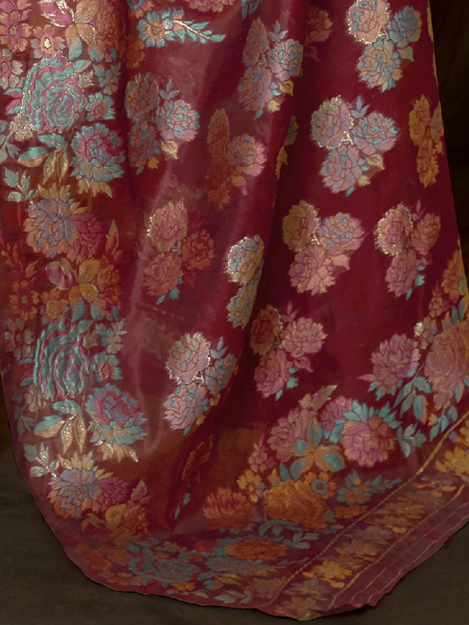 Maroon Banarasi Silk Saree - Ressa