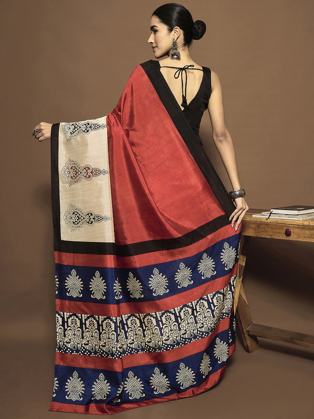 Maroon Bhagalpuri Silk Saree - Ressa