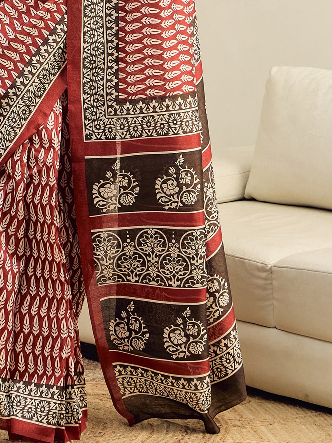 Maroon Bhagalpuri Silk Saree - Ressa