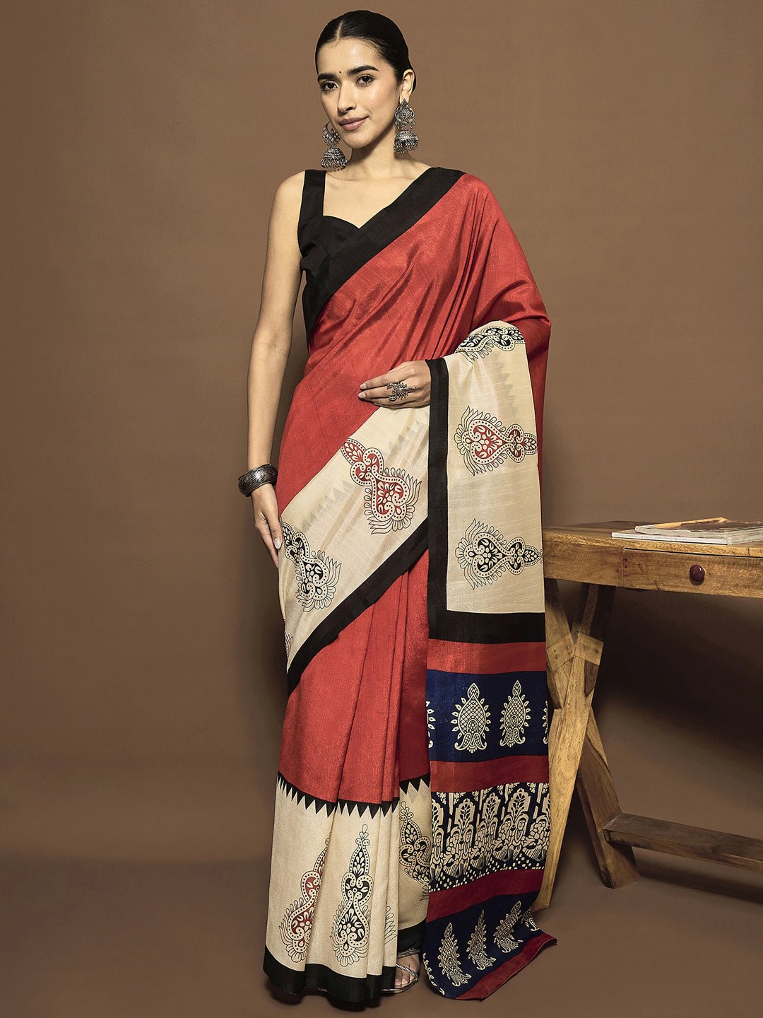 Maroon Bhagalpuri Silk Saree - Ressa