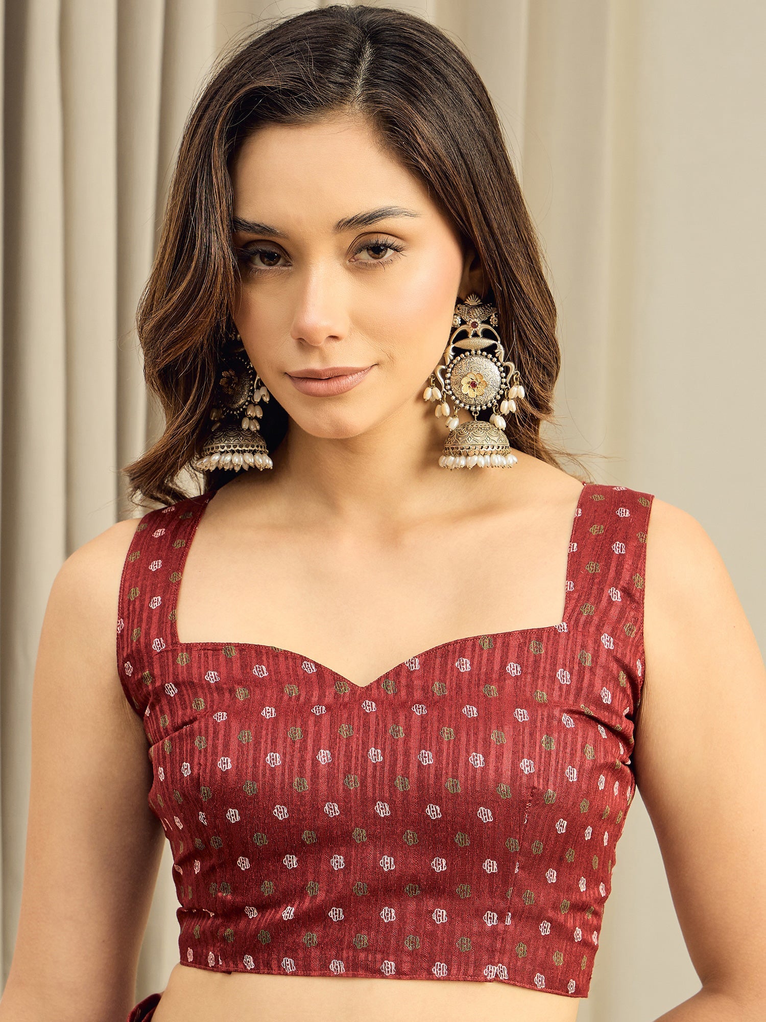Maroon Cotton Slub Floral Printed Saree - Ressa