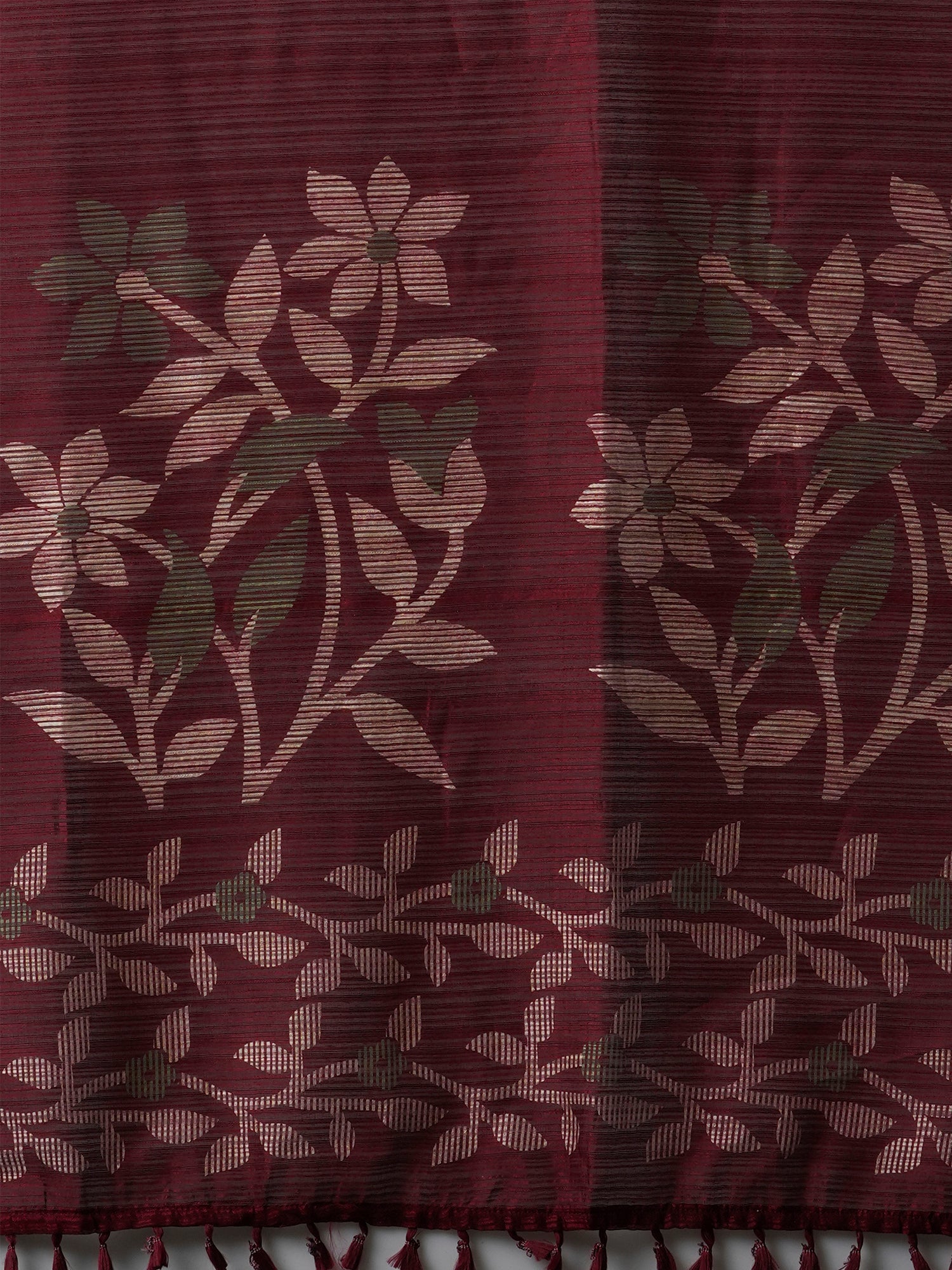 Maroon Cotton slub Floral Printed Saree - Ressa