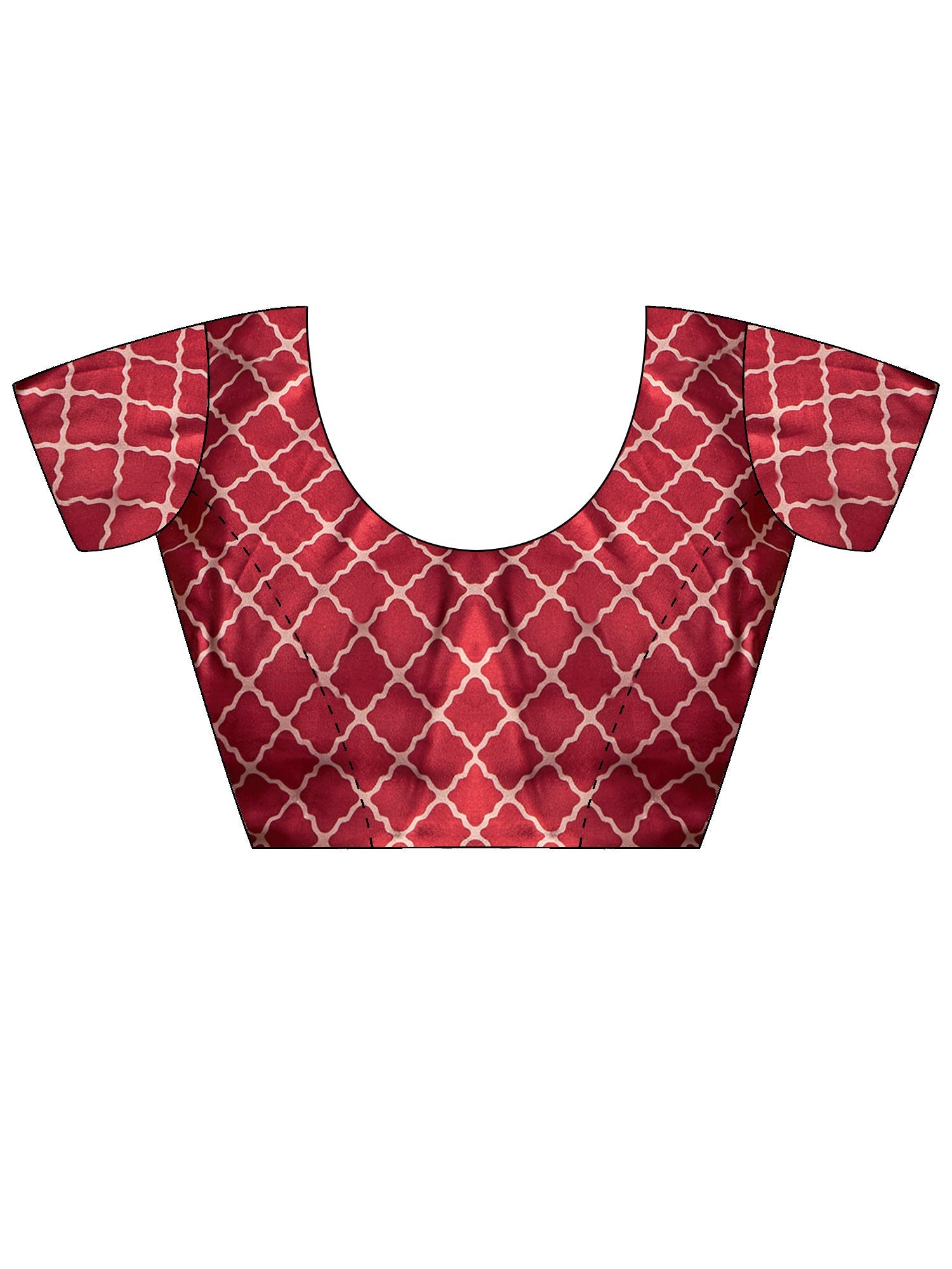 Maroon & Cream Ikat Print Saree - Ressa