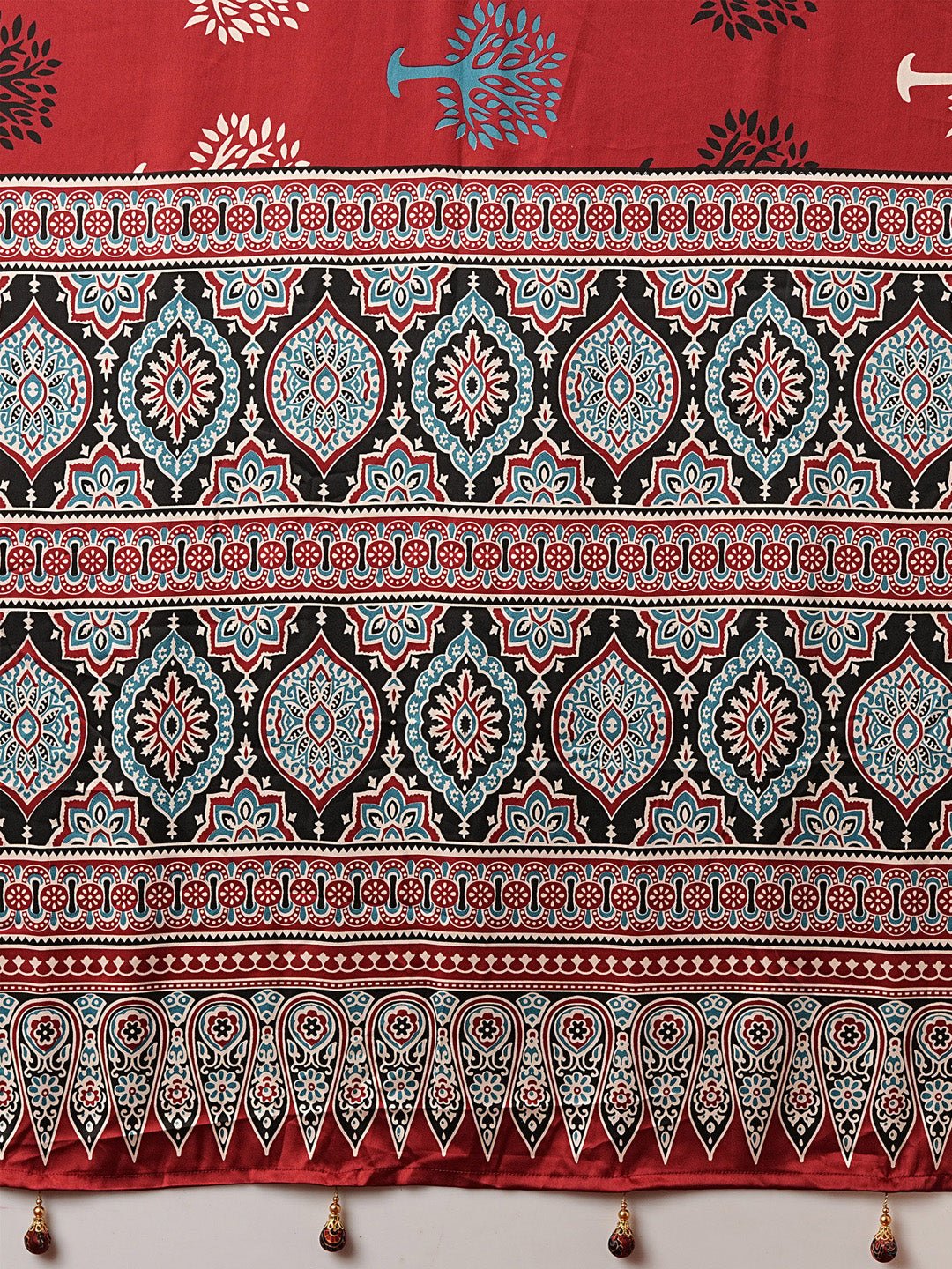 Maroon Crepe ajrakh Printed Saree - Ressa