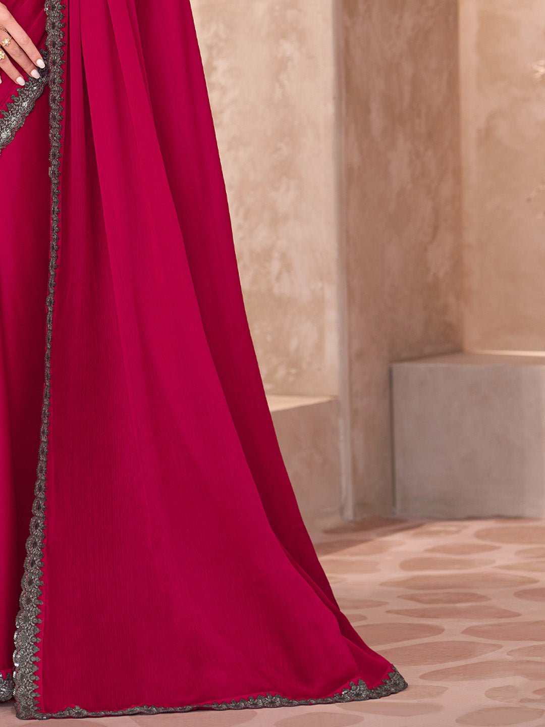 Maroon Embellished Party wear Saree - Ressa