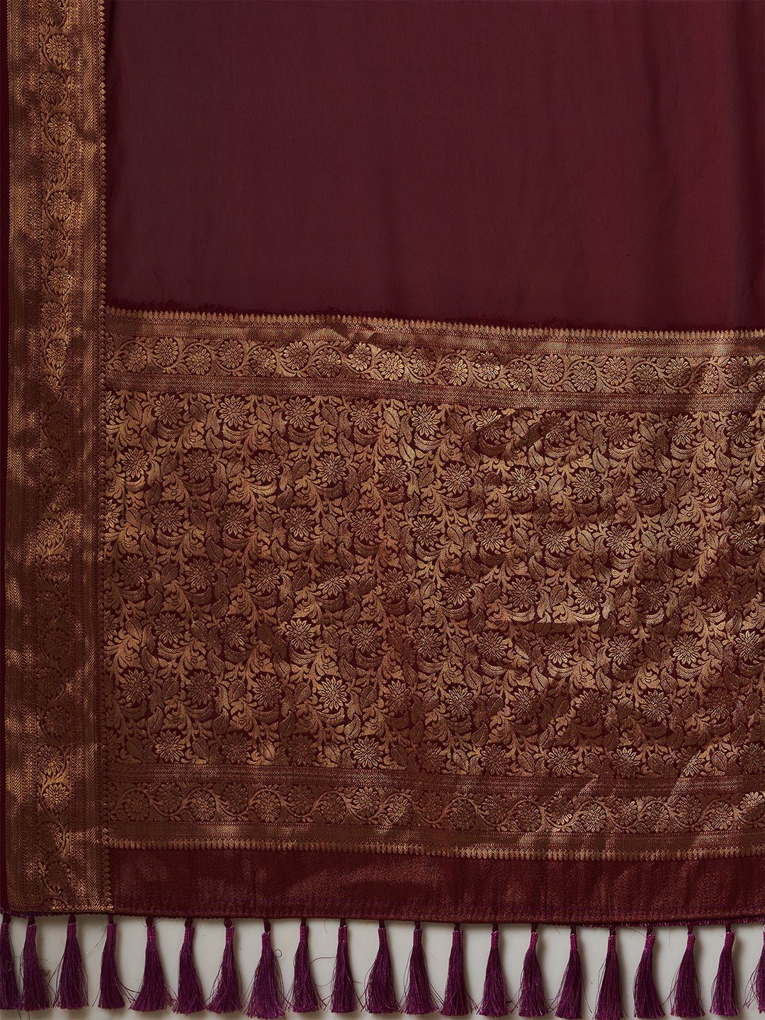 Maroon Floral Georgette Saree - Ressa