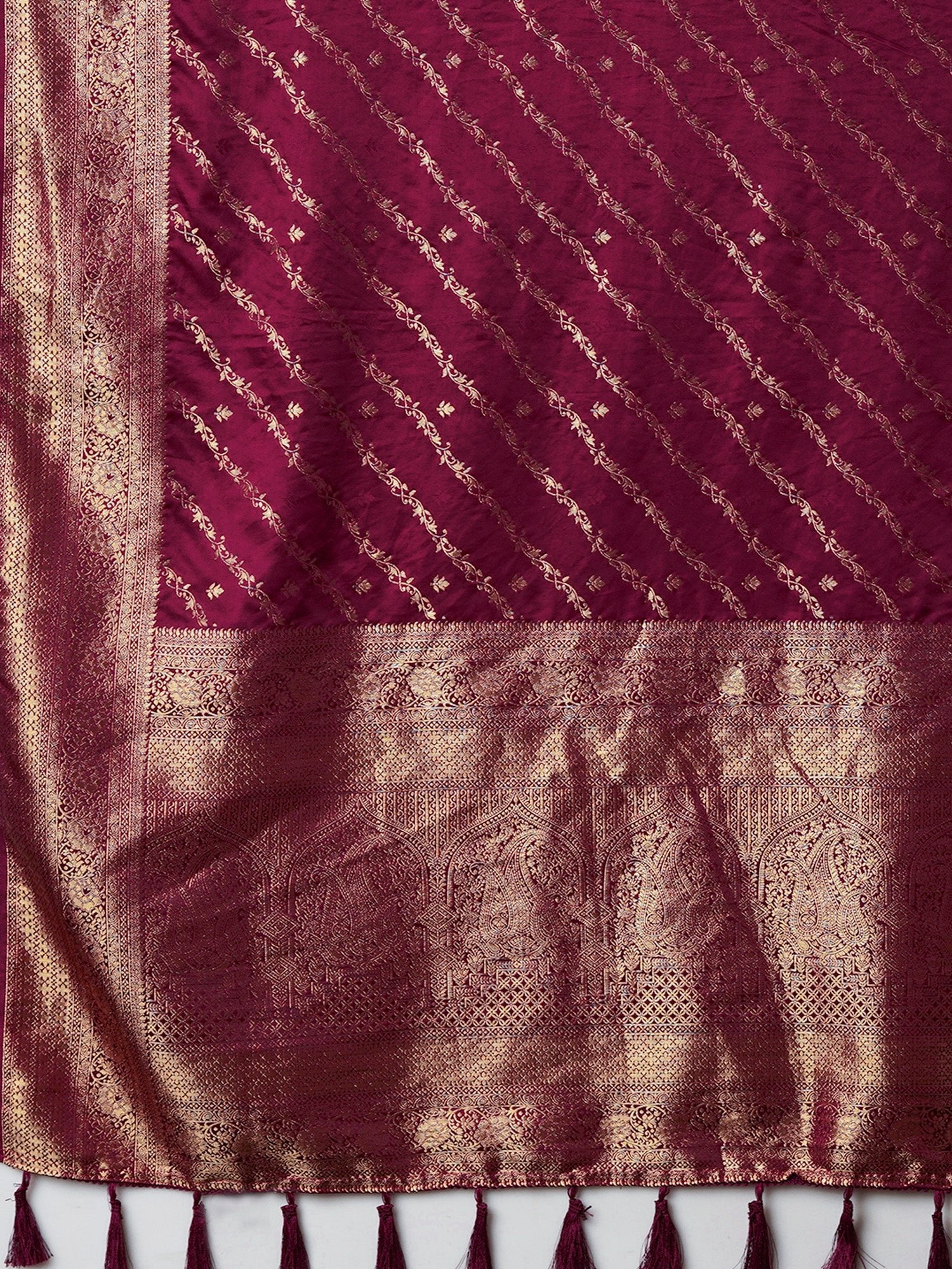 Maroon Floral Georgette Saree with Jari Border - Ressa
