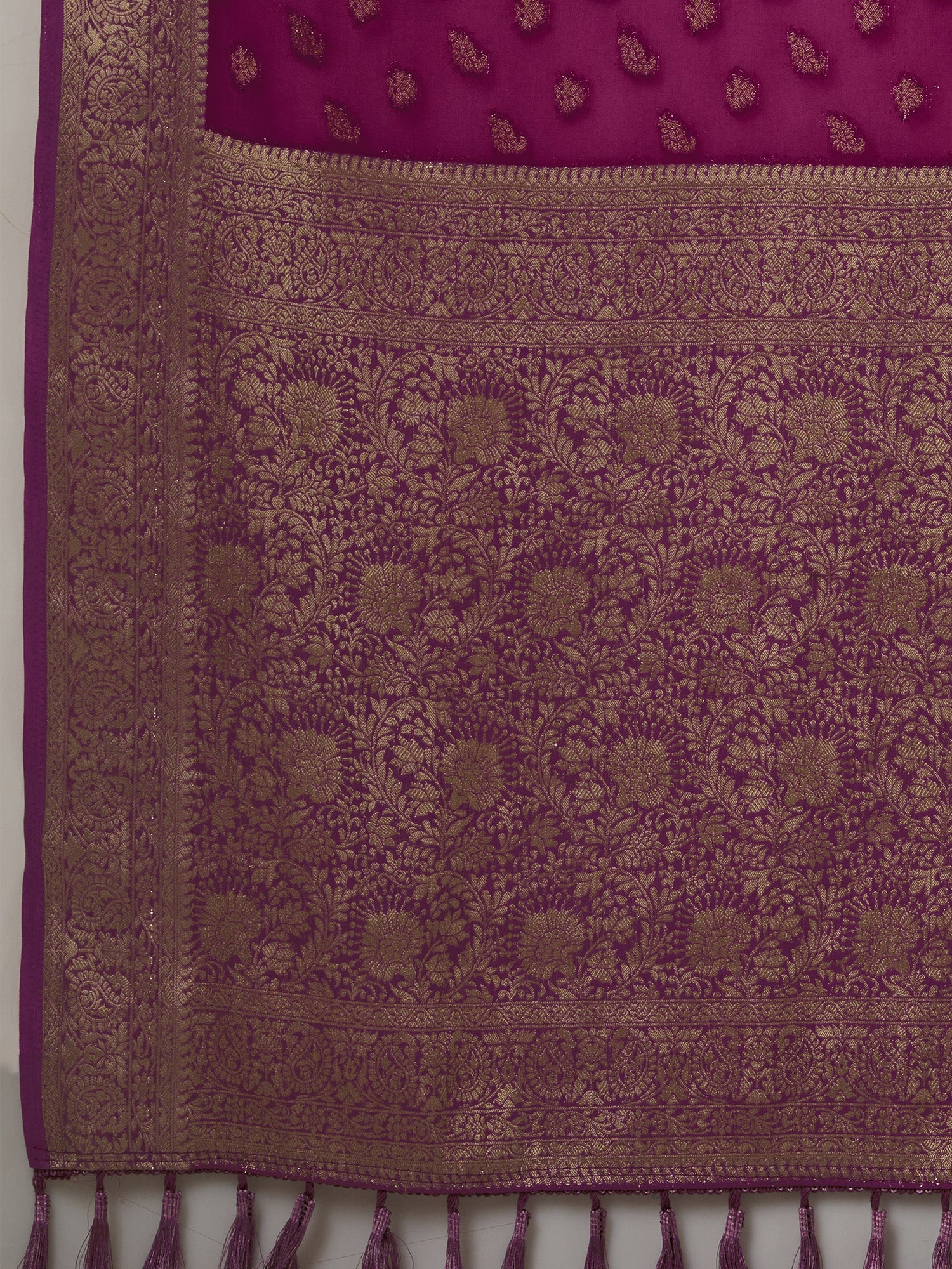 Maroon Floral Georgette Saree with Jari Border - Ressa