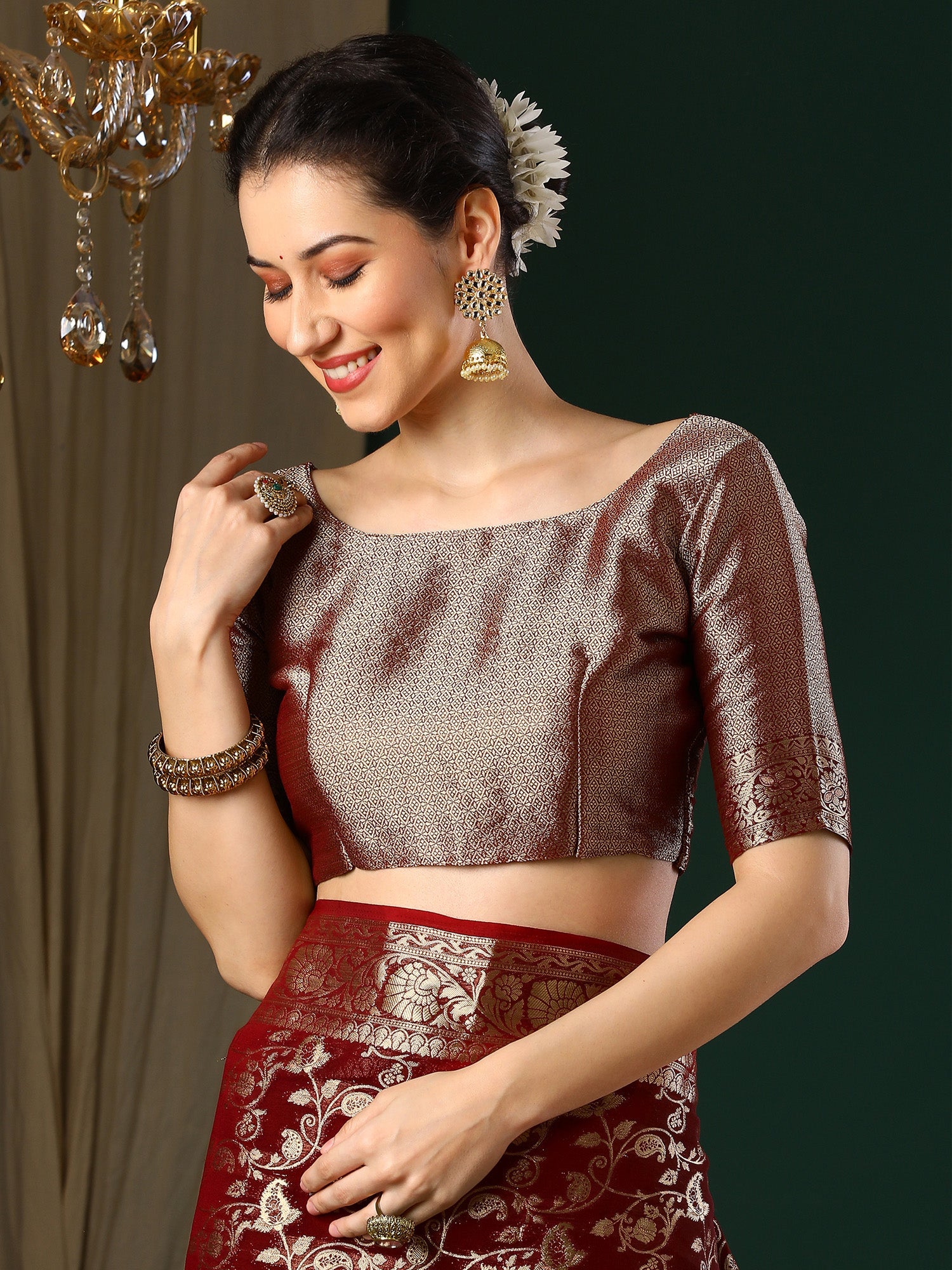 Maroon Floral Georgette Saree with Jari Border - Ressa