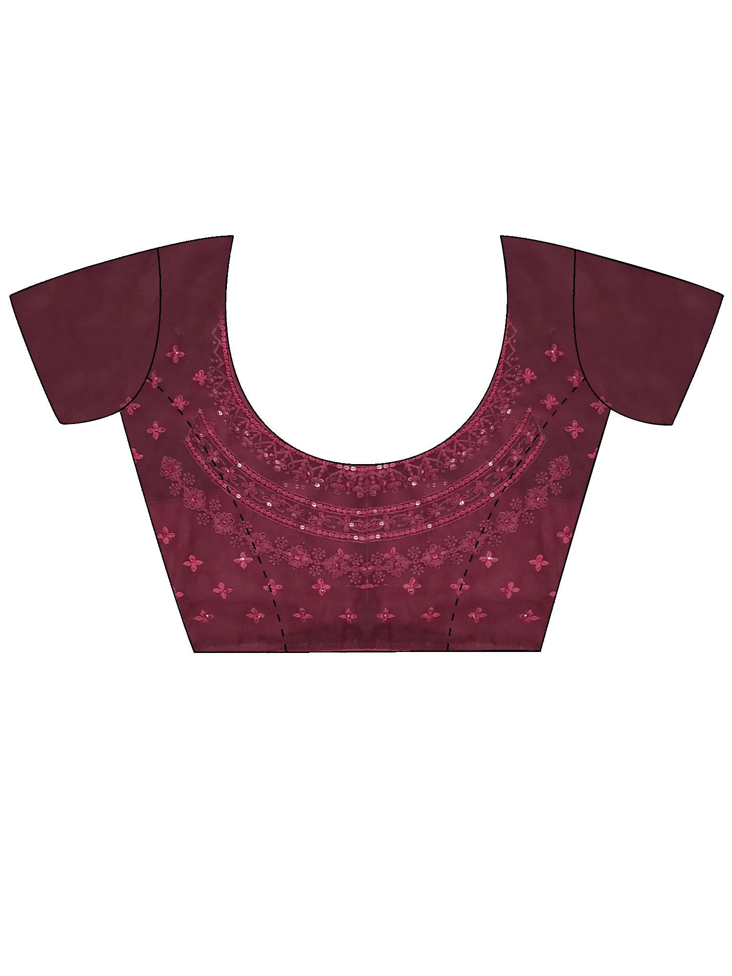 Maroon Georgette Resham Embroidery Saree - Ressa