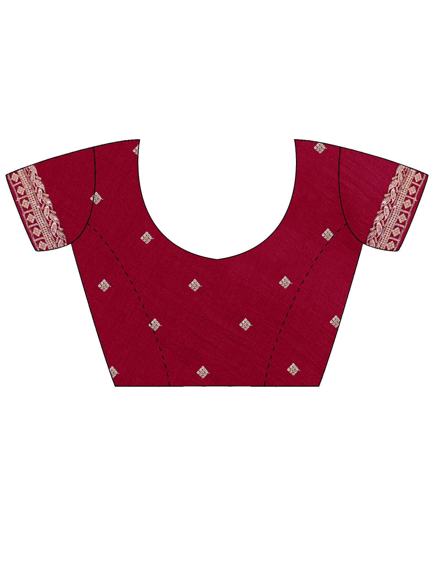 Maroon Georgette Saree with Gold Embroidered Buti & Border - Ressa