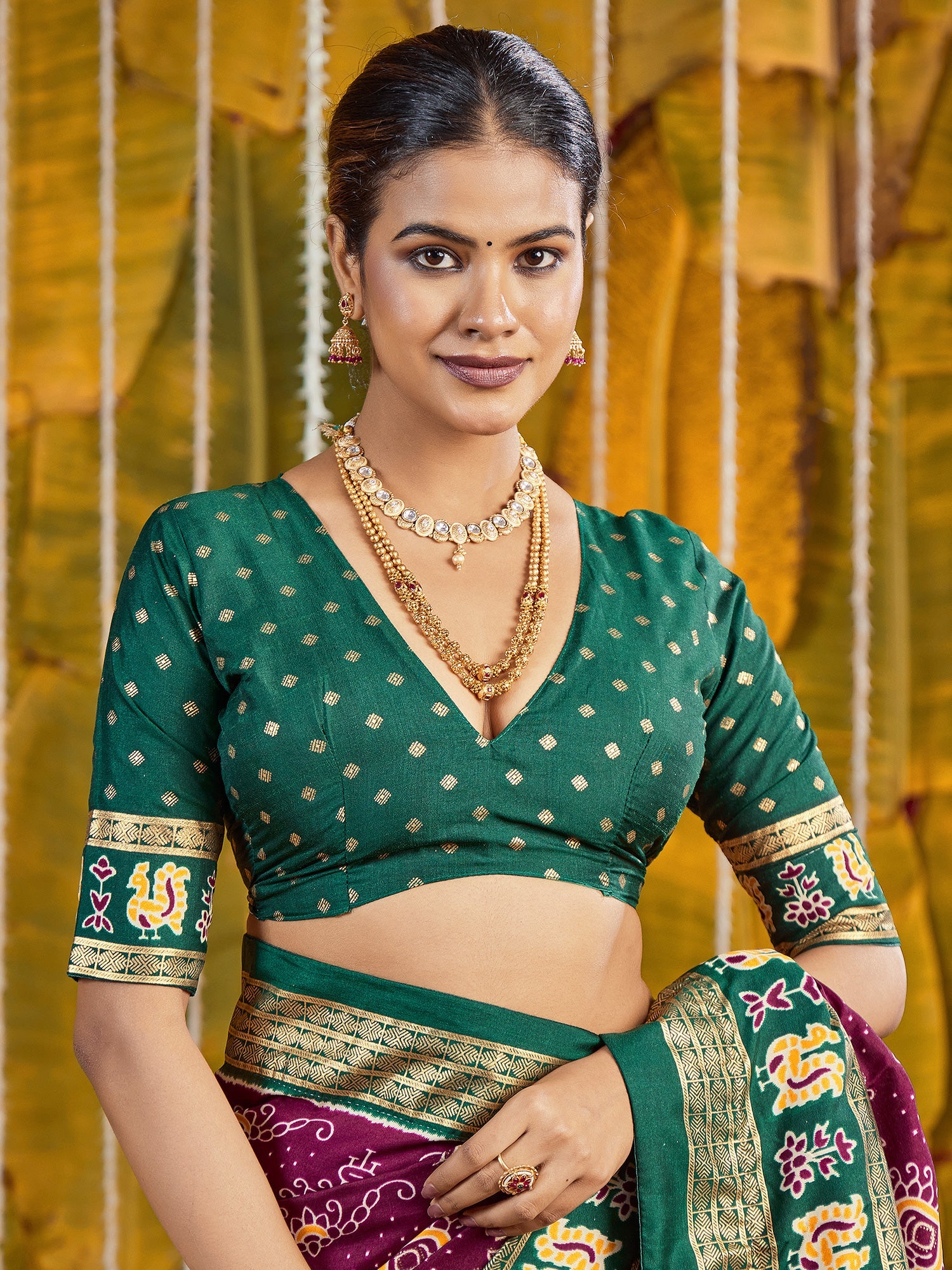 Maroon & Green Tussar Silk Saree - Ressa
