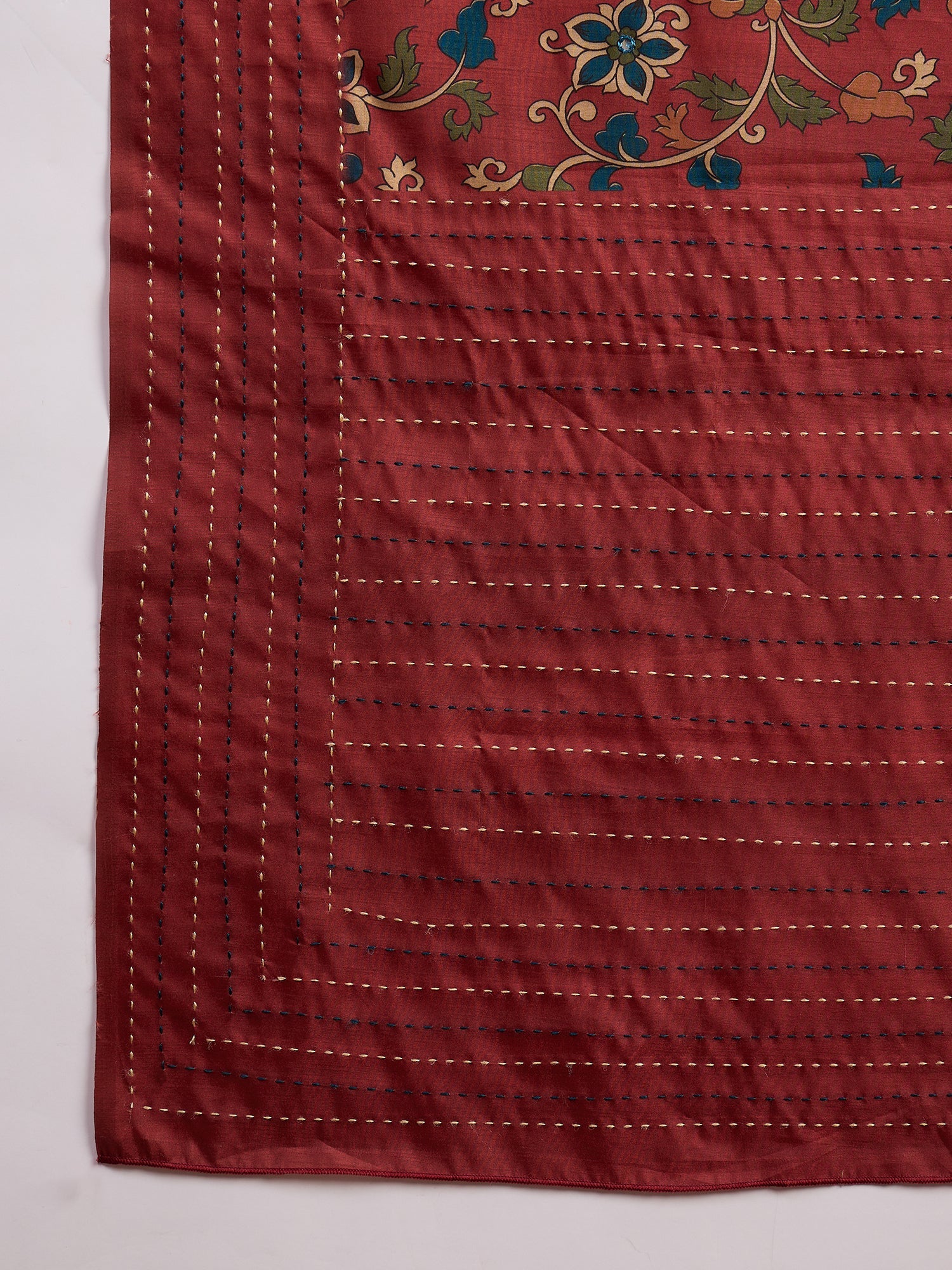Maroon Kalamkari Silk Saree - Ressa