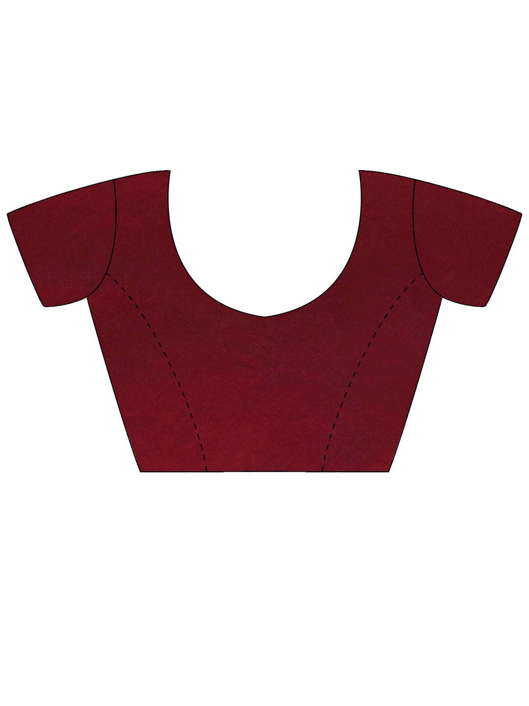Maroon Organza Silk Scalloped Zari Border Embroidered Blouse Saree - Ressa