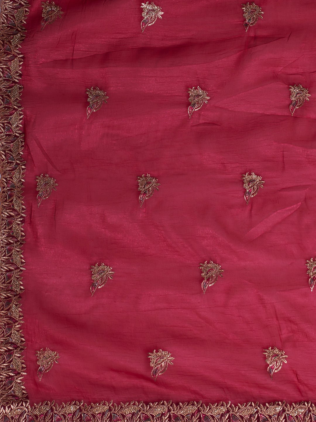 Maroon Polyester Embroidered Border Modern Aesthetic Saree - Ressa