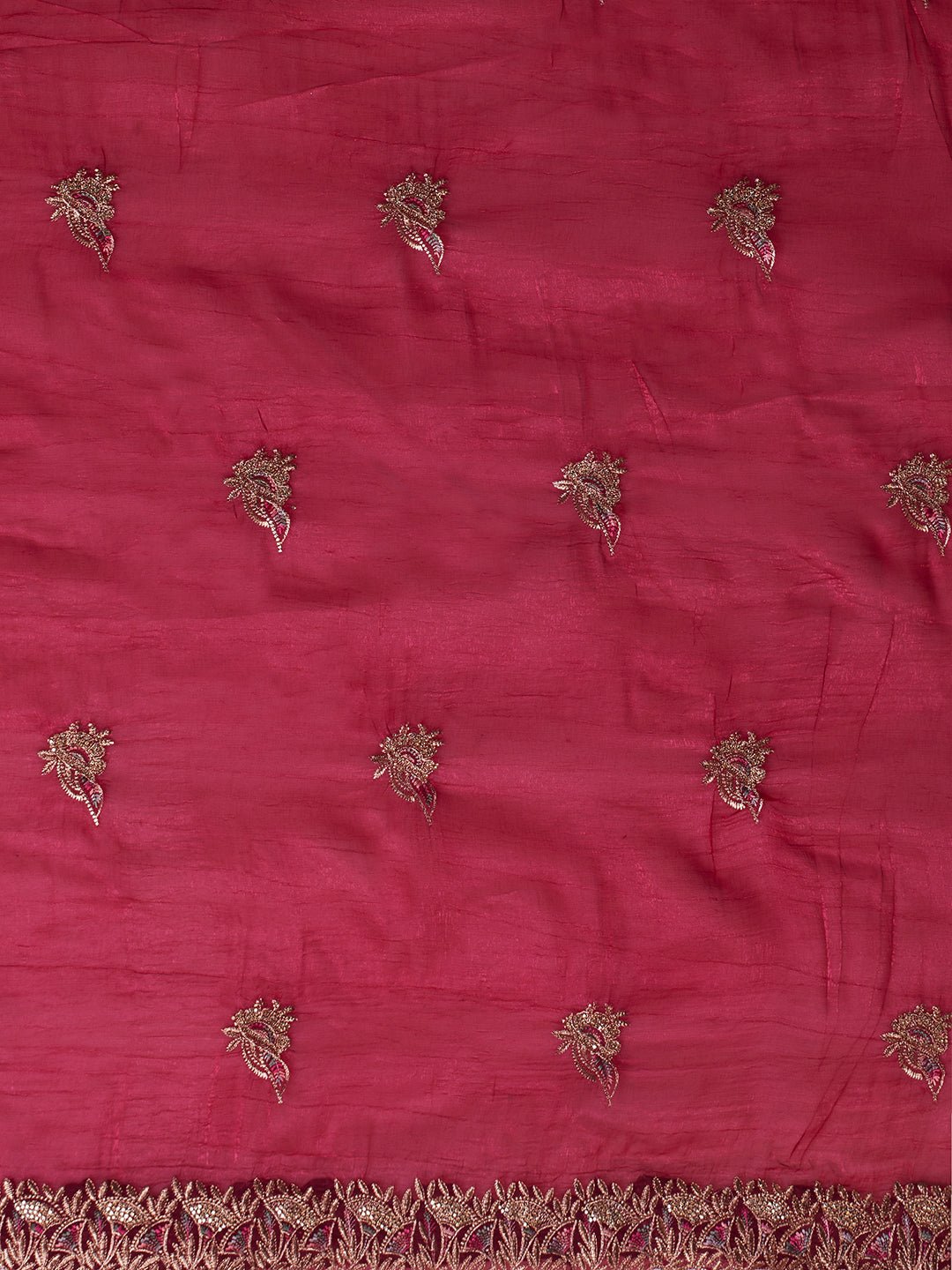 Maroon Polyester Embroidered Border Modern Aesthetic Saree - Ressa