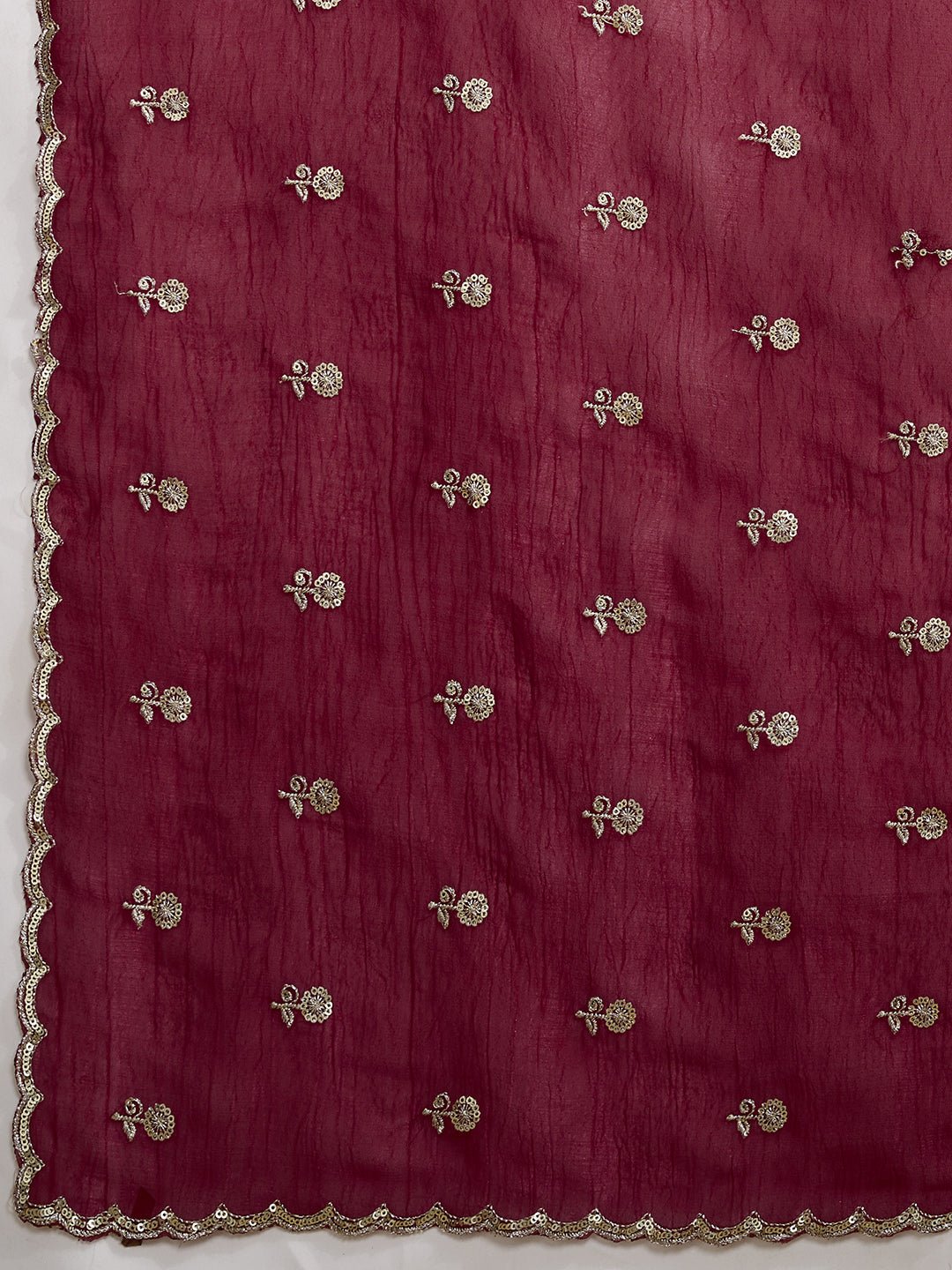 Maroon Polyester Embroidered Border Saree - Ressa