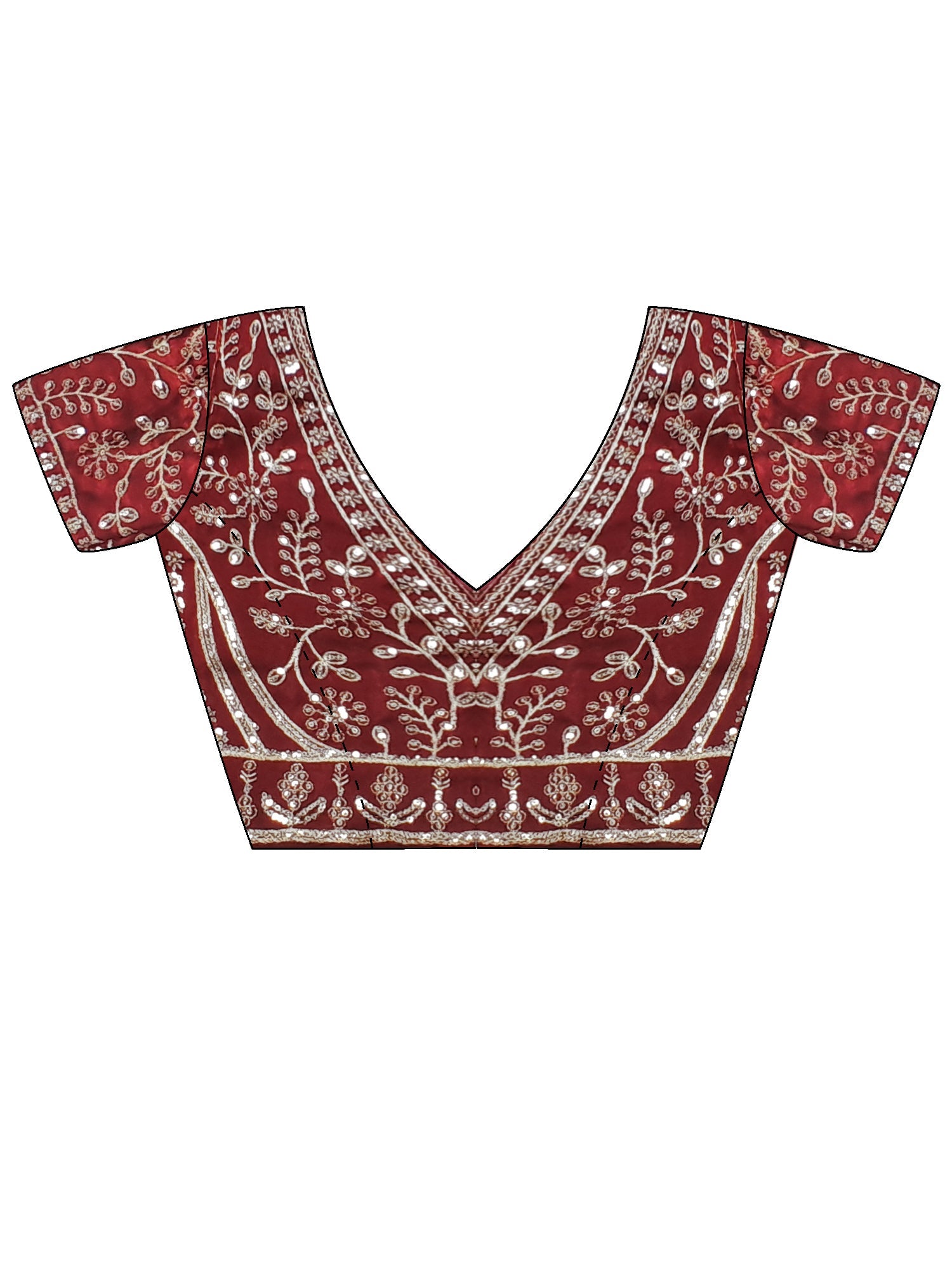 Maroon Saree Satin with Intricate Zardosi Embroidery - Ressa