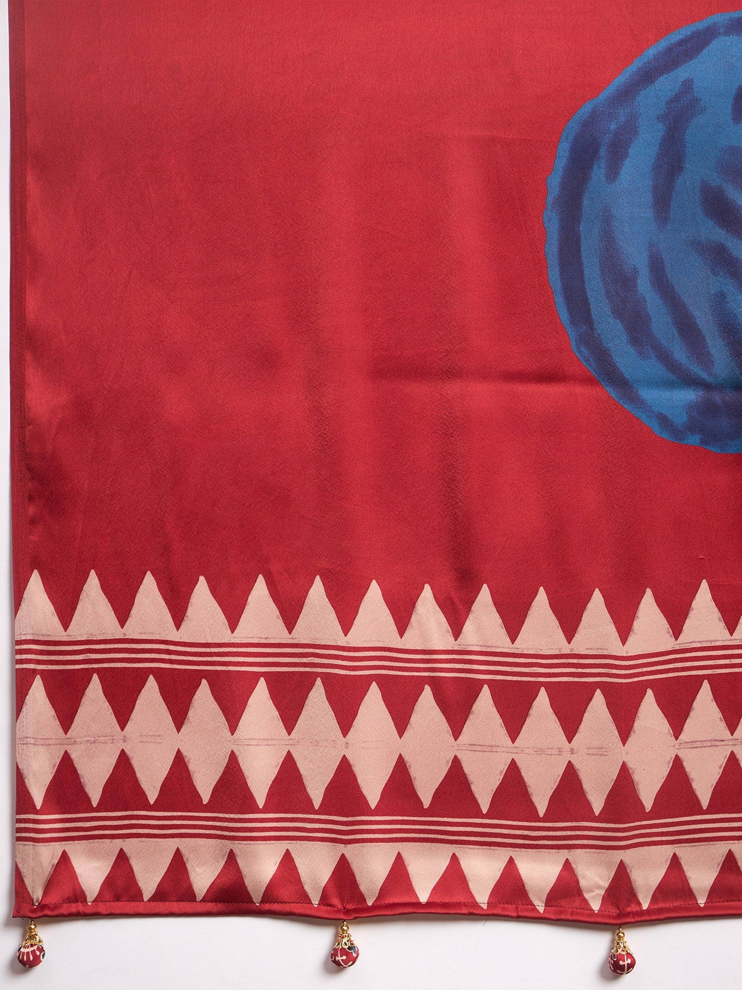 Maroon Satin Silk Ajrakh Print Geometric Motif - Ressa