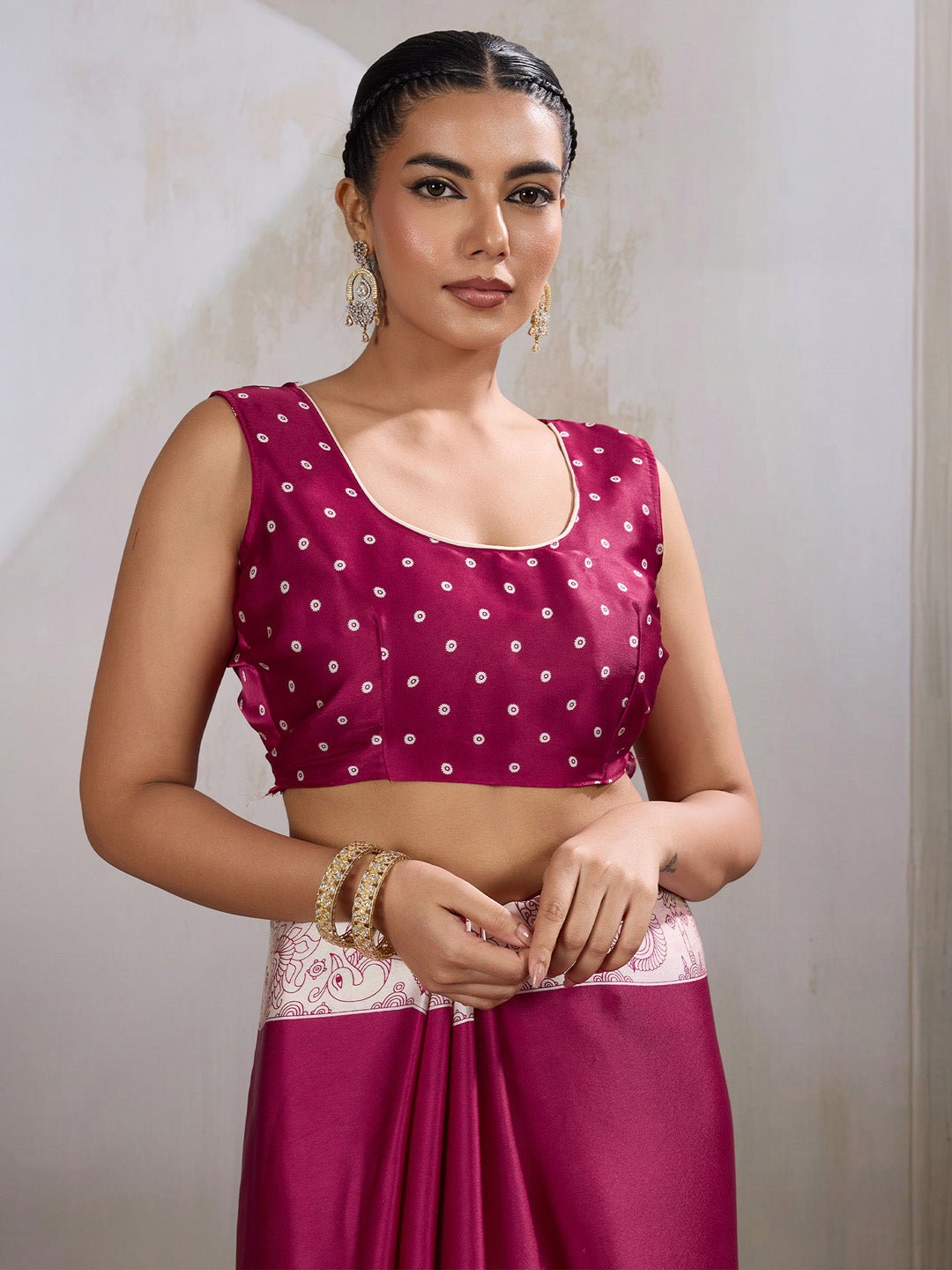 Maroon Satin Silk Saree - Ressa