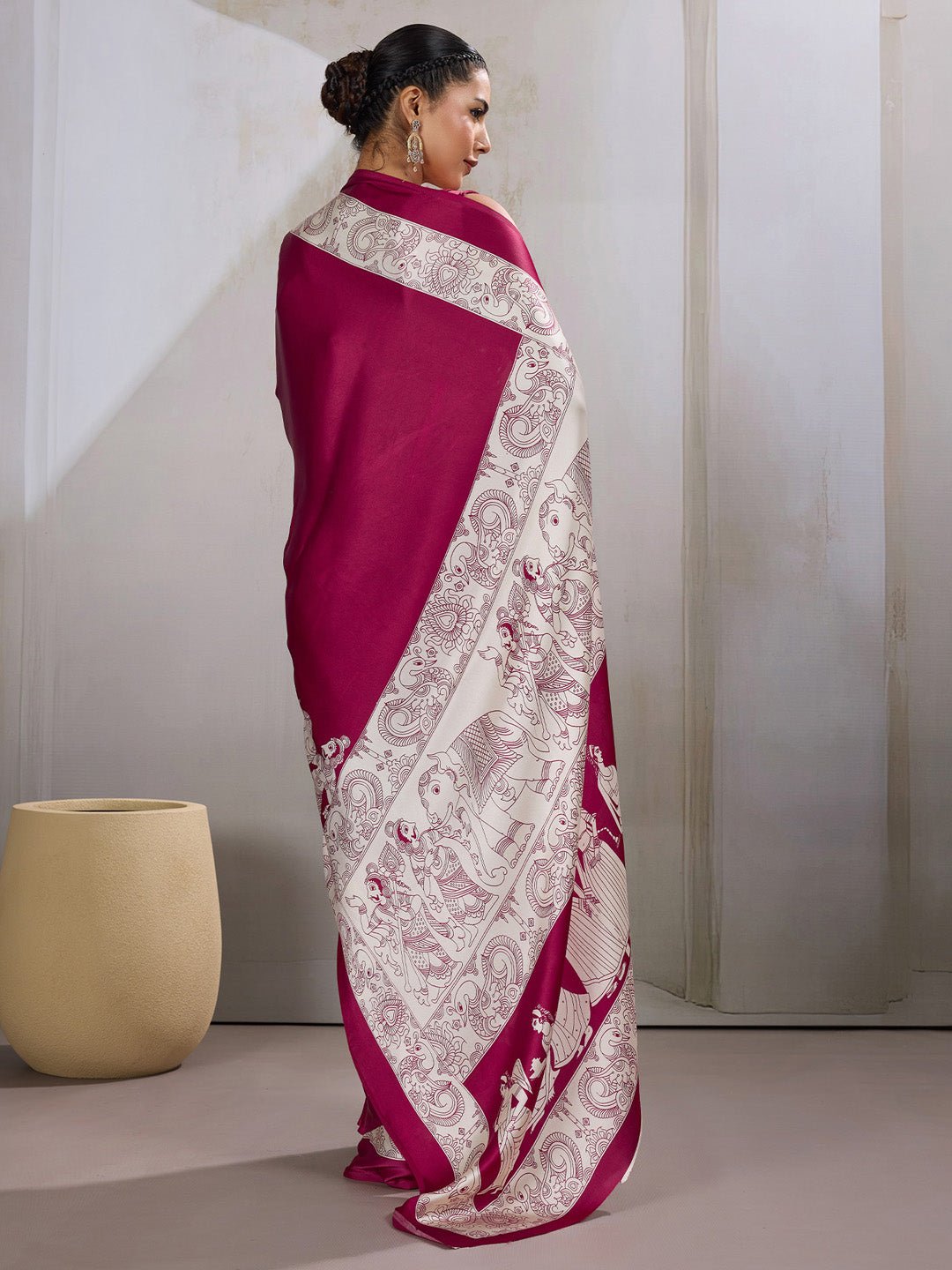 Maroon Satin Silk Saree - Ressa