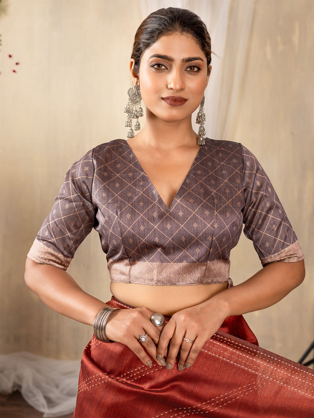 Maroon Silk Blend Heritage Patola Style Saree - Ressa