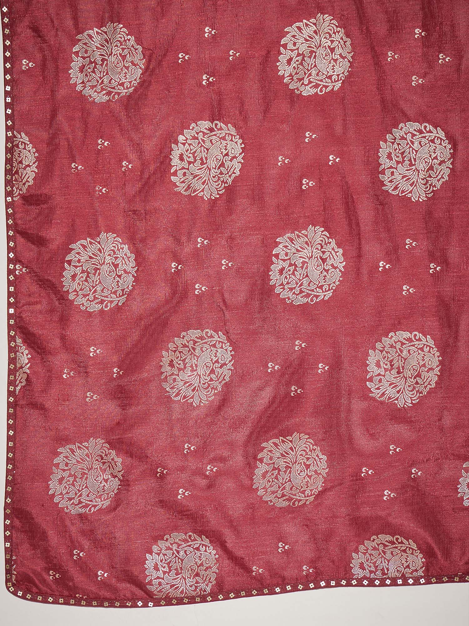 Maroon Silk Blend Traditional Woven Saree - Ressa