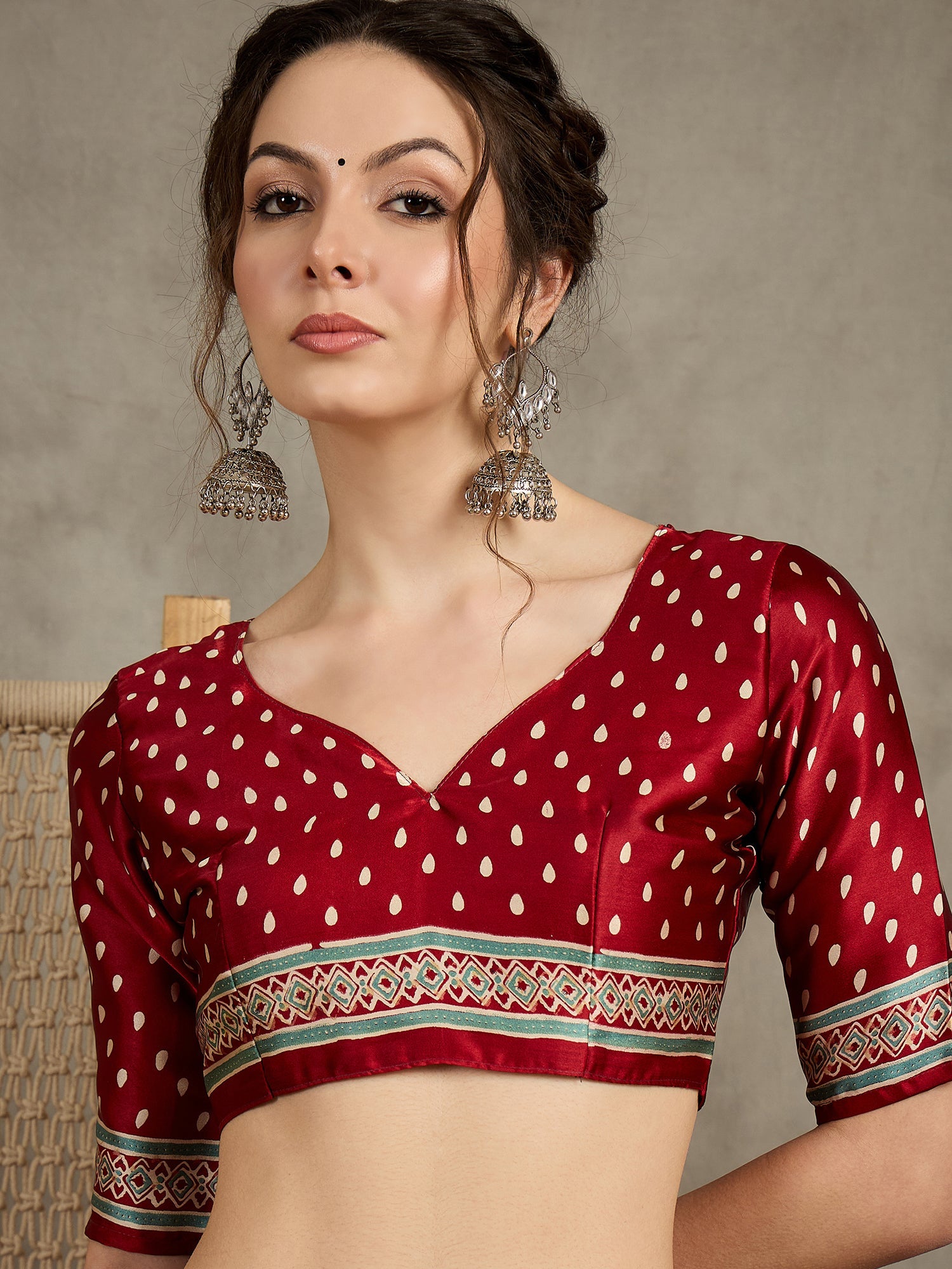 Maroon Silk Kalamkari Floral Print Saree - Ressa