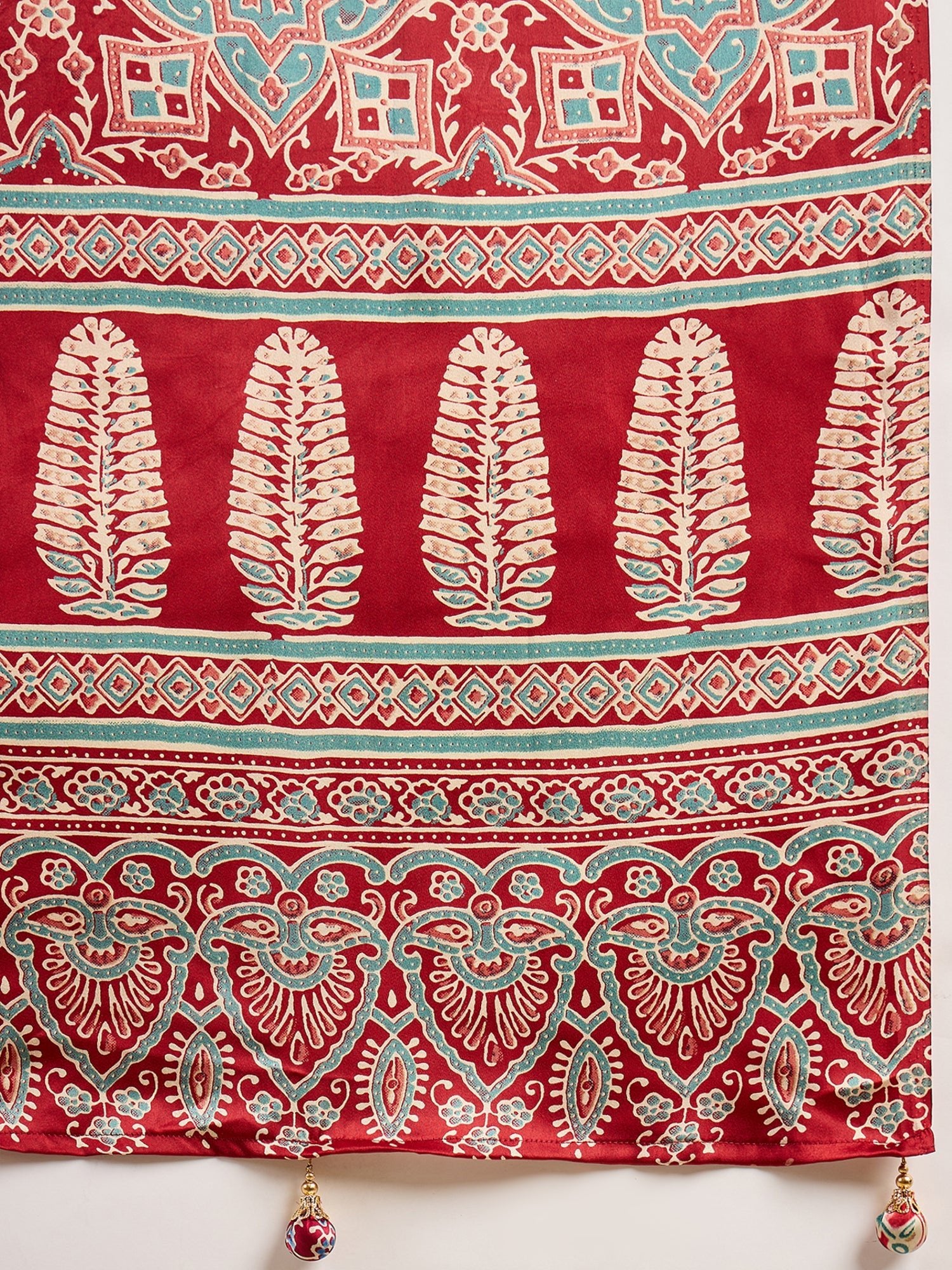 Maroon Silk Kalamkari Floral Print Saree - Ressa