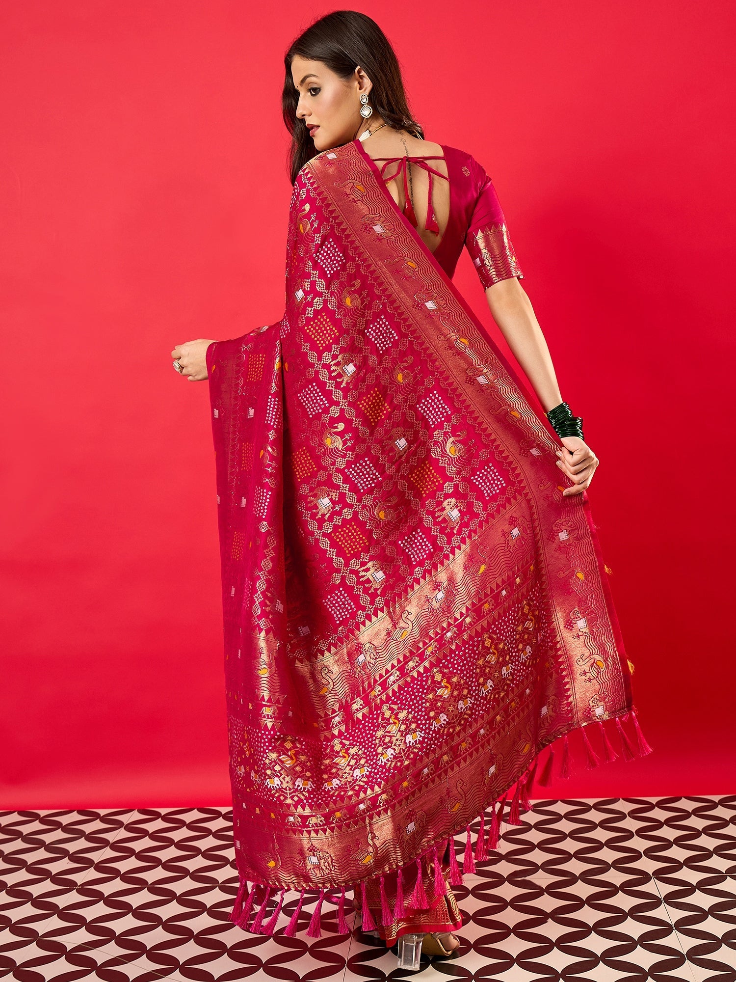 Maroon Silk Zari Woven Saree - Ressa