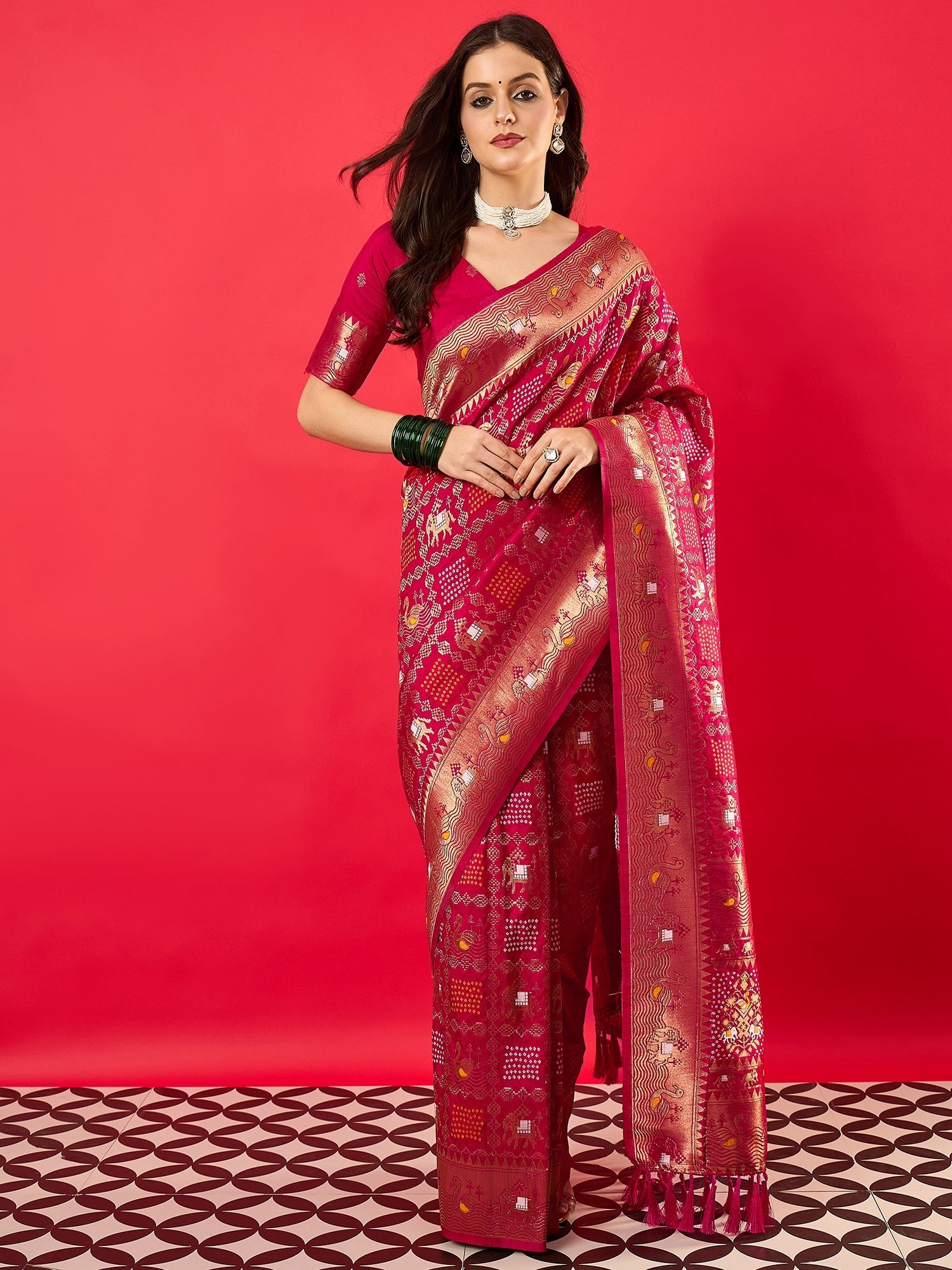Maroon Silk Zari Woven Saree - Ressa