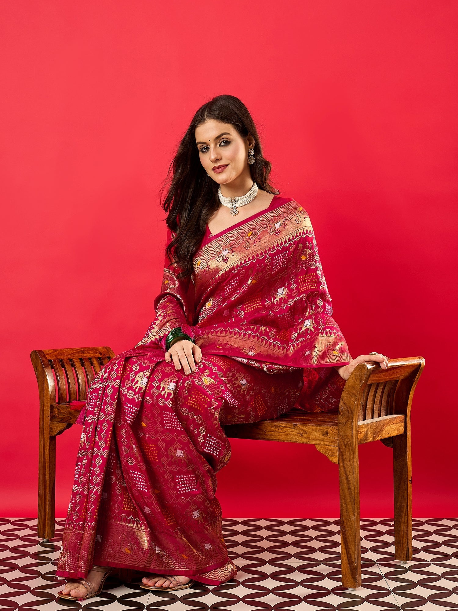 Maroon Silk Zari Woven Saree - Ressa