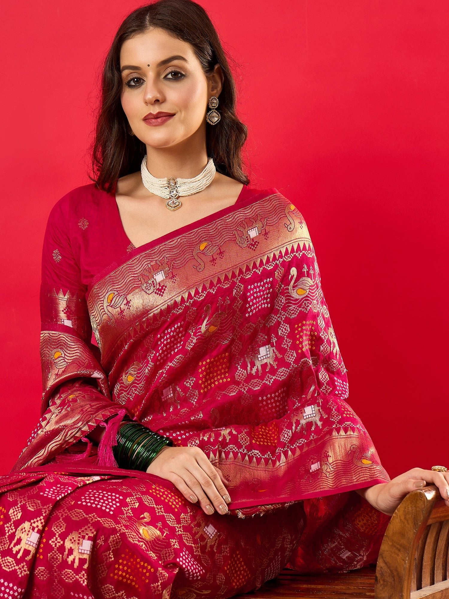 Maroon Silk Zari Woven Saree - Ressa