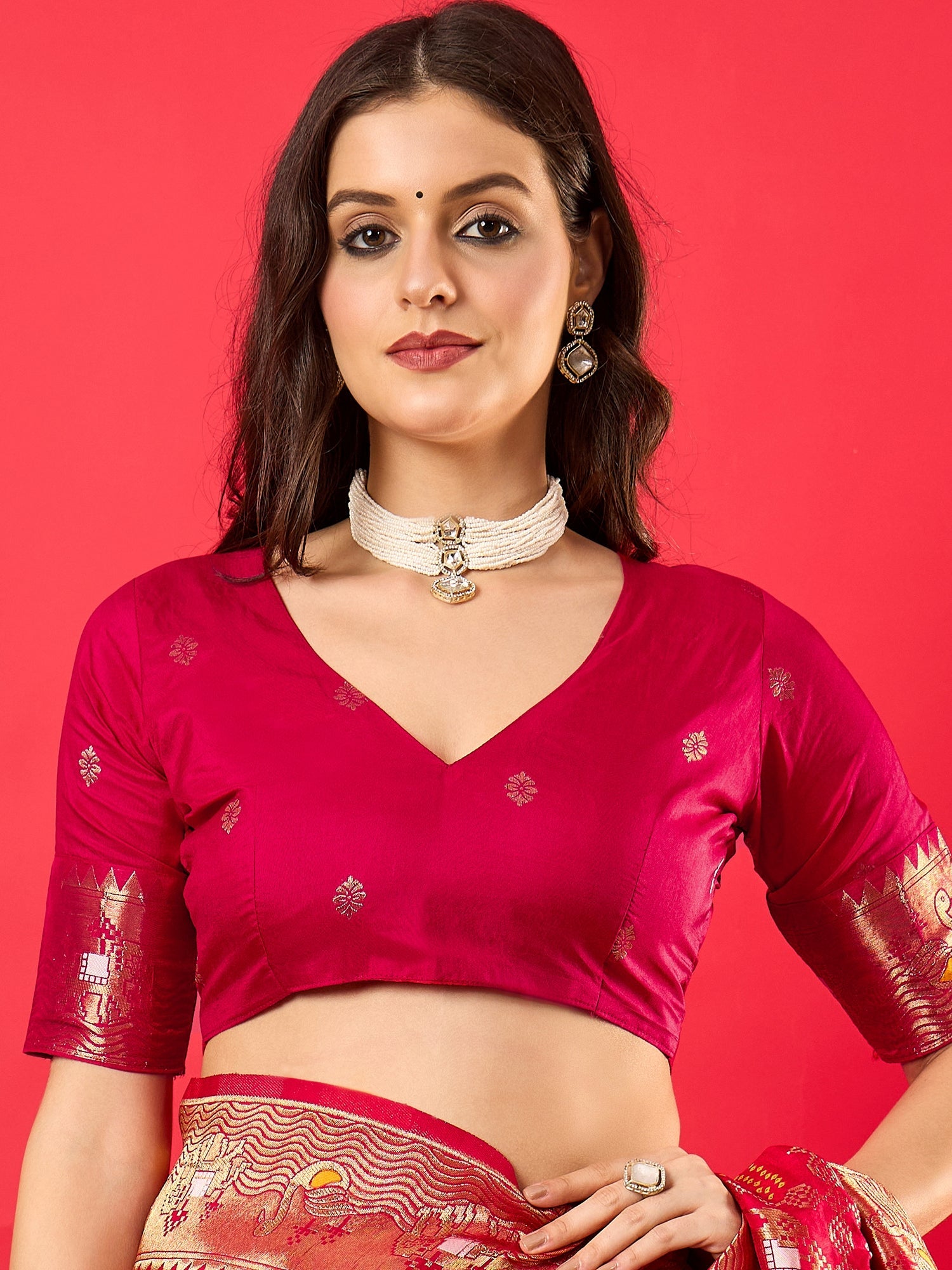 Maroon Silk Zari Woven Saree - Ressa