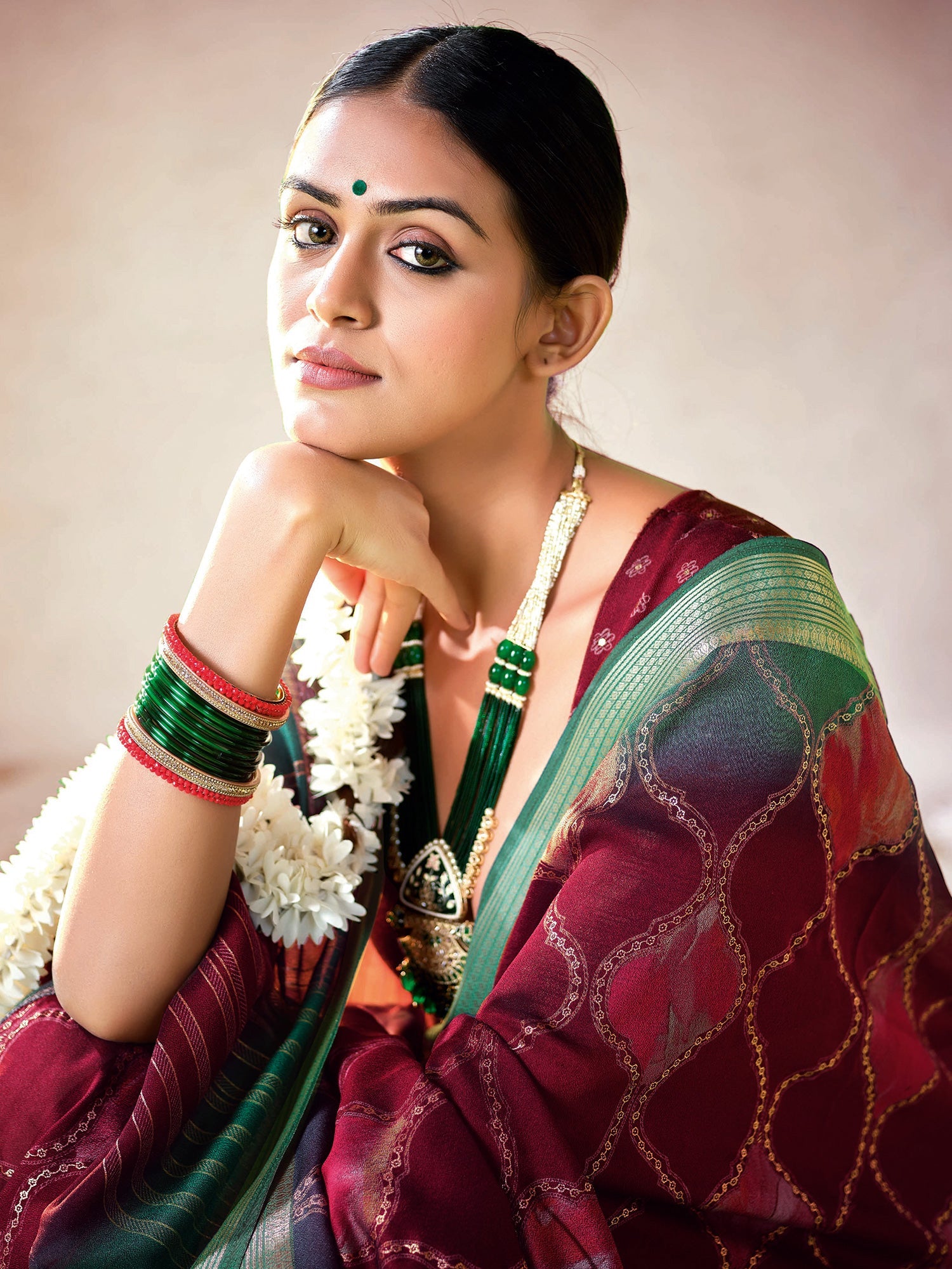 Maroon & Teal Organza Silk Saree | - Ressa