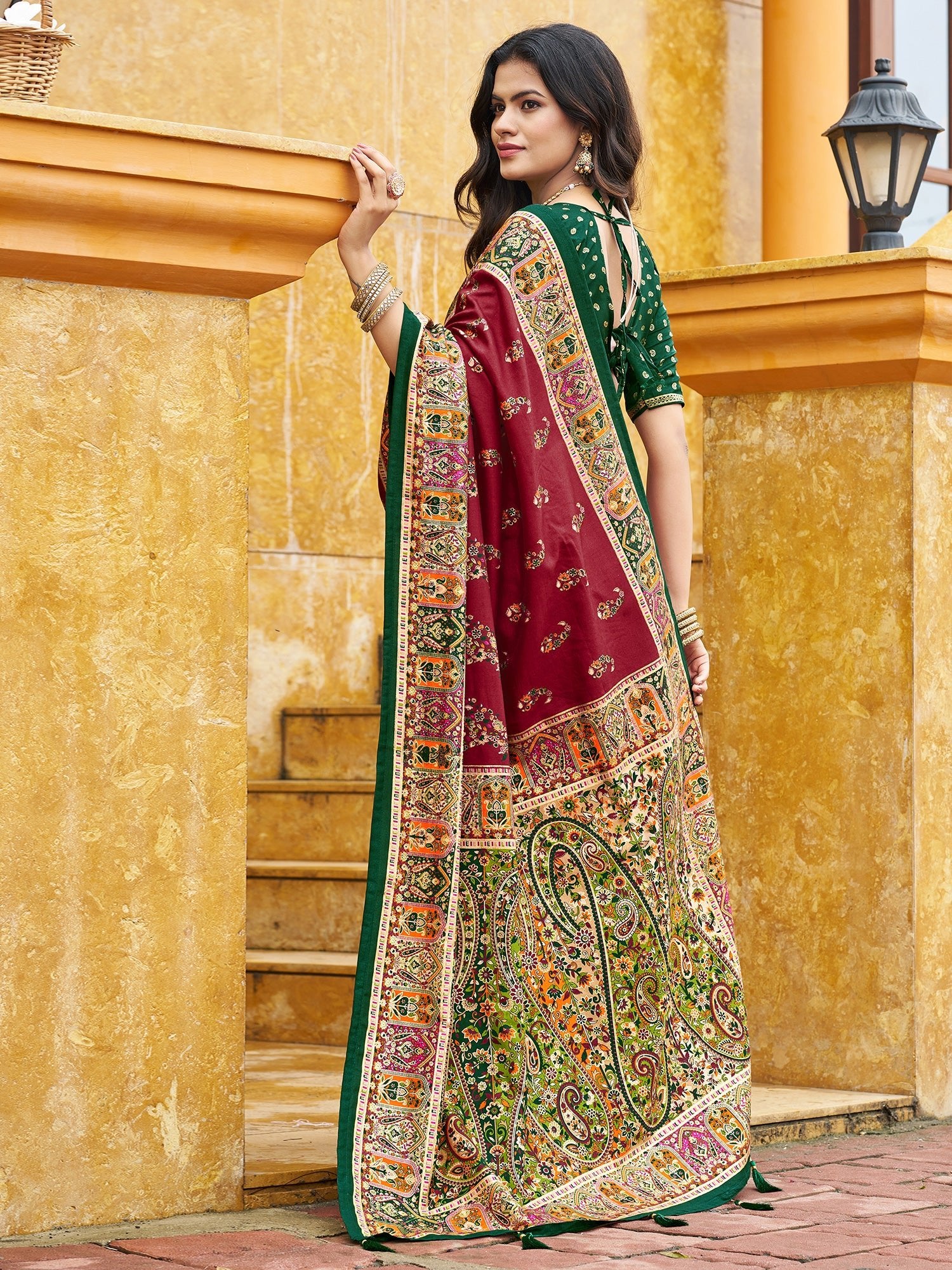 Maroon Tussar Silk Saree - Ressa