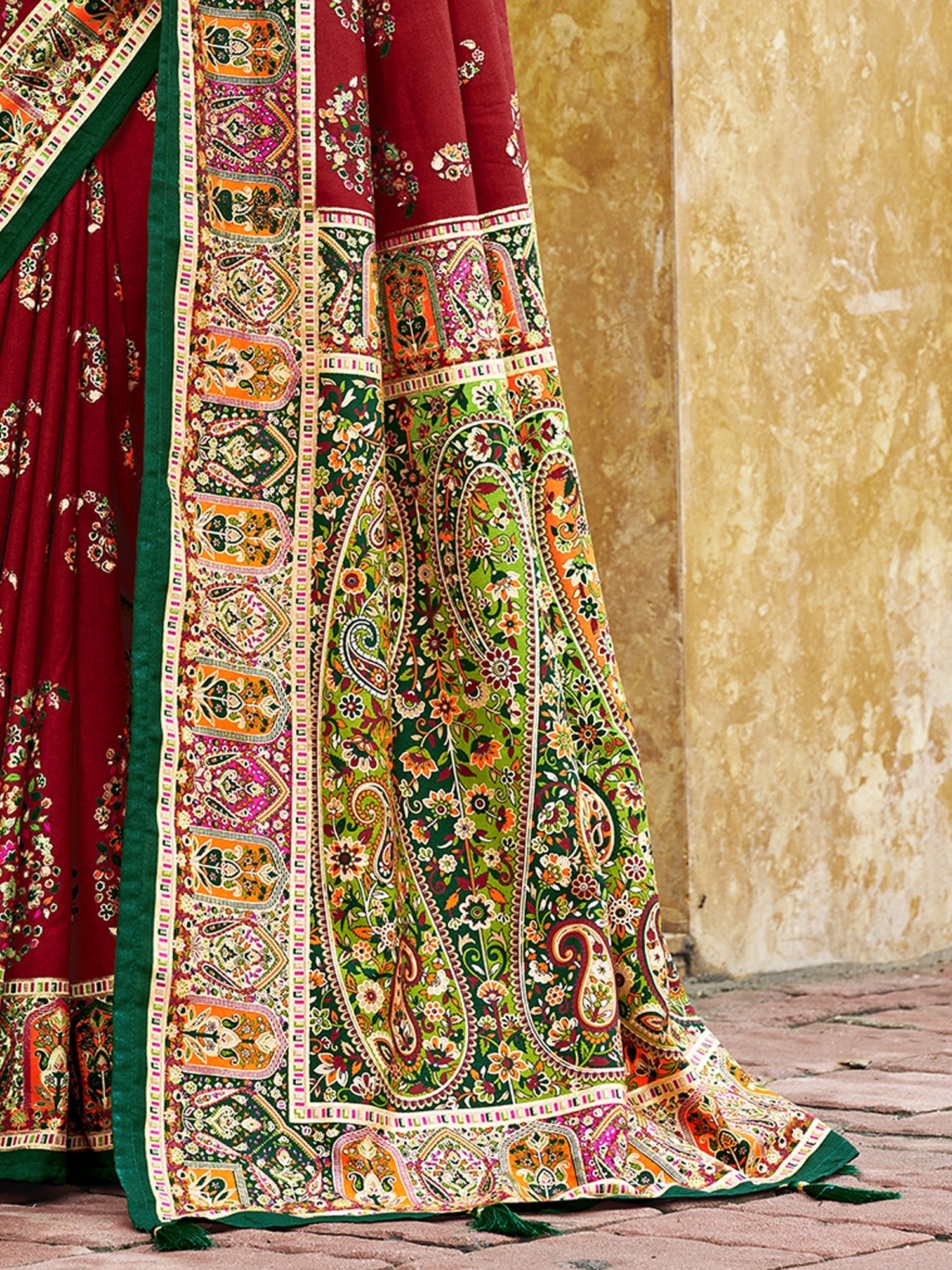 Maroon Tussar Silk Saree - Ressa