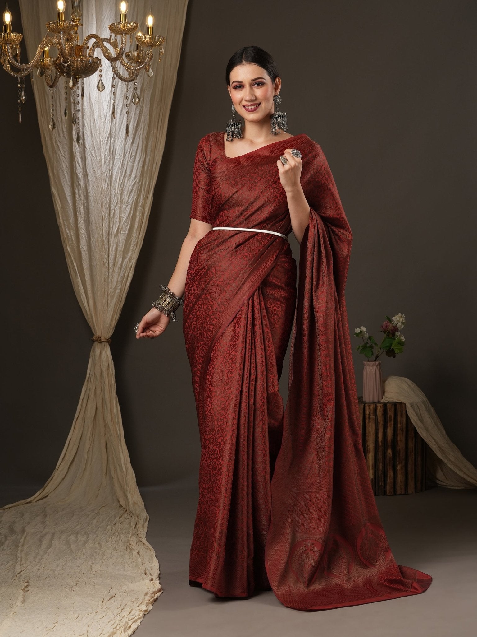 Marron Kanjivaram Saree - Ressa