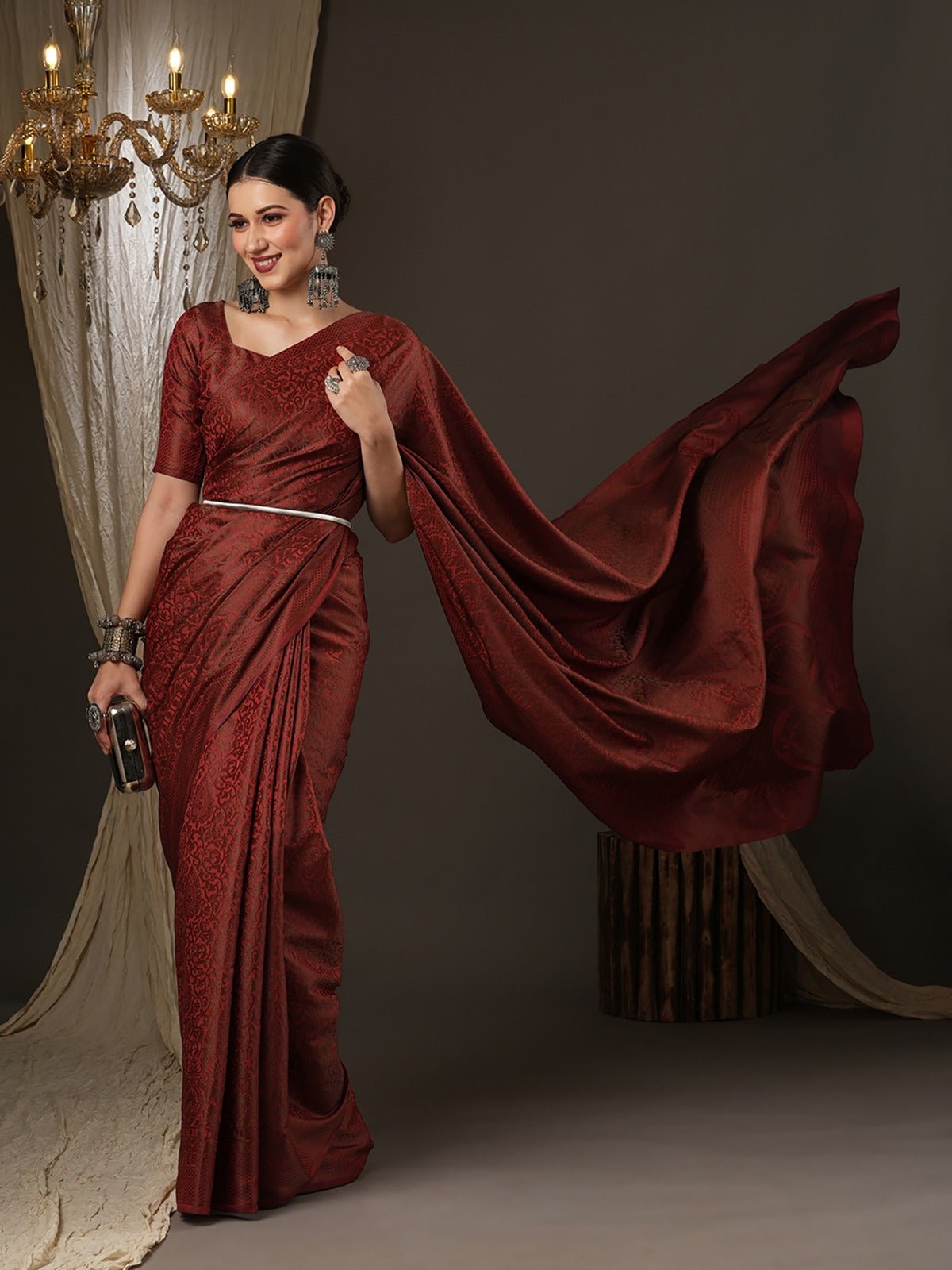 Marron Kanjivaram Saree - Ressa