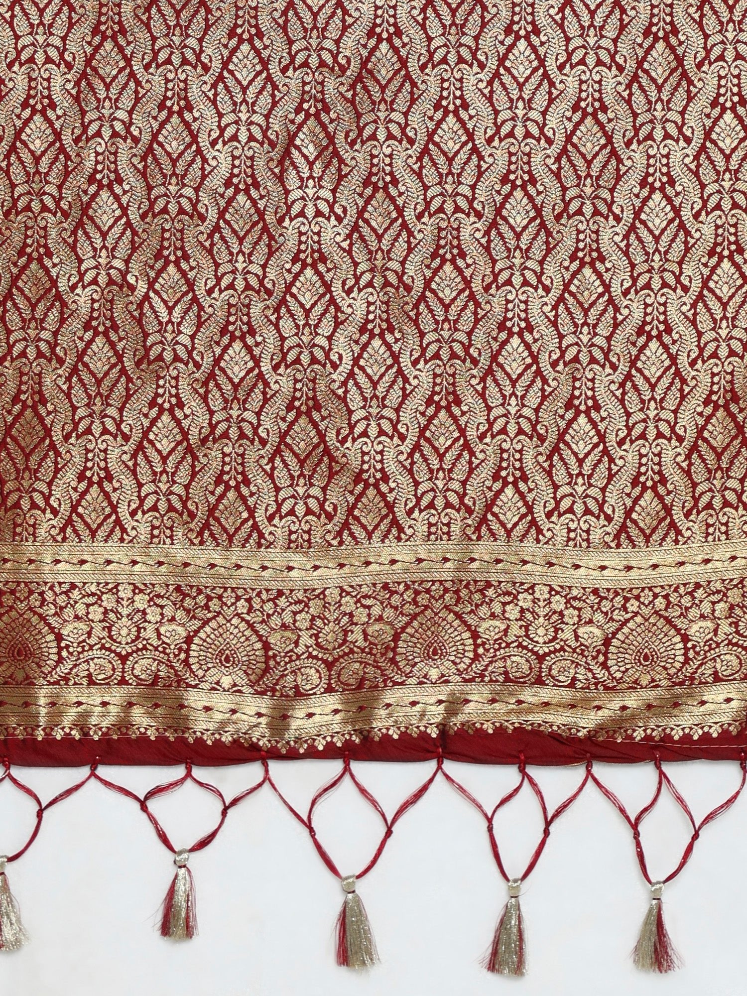 Marron Silk Banarasi Saree - Ressa