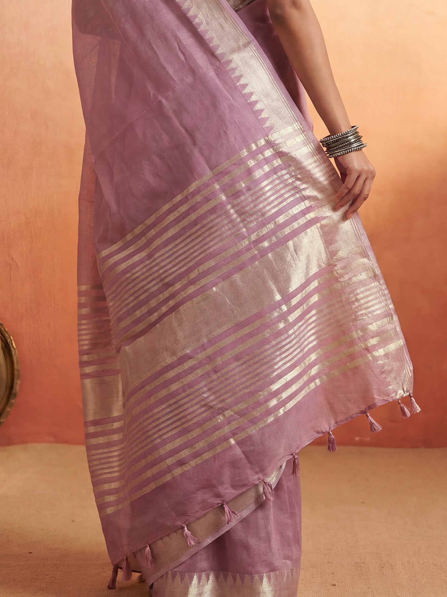 Mauve Chanderi Silk Saree - Ressa