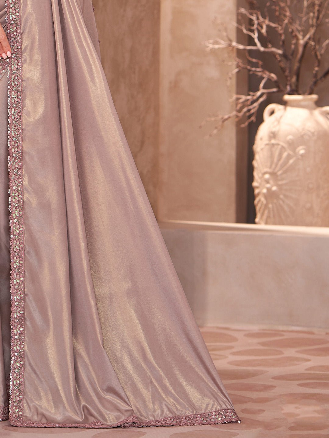 Mauve Embellished Party wear Saree - Ressa