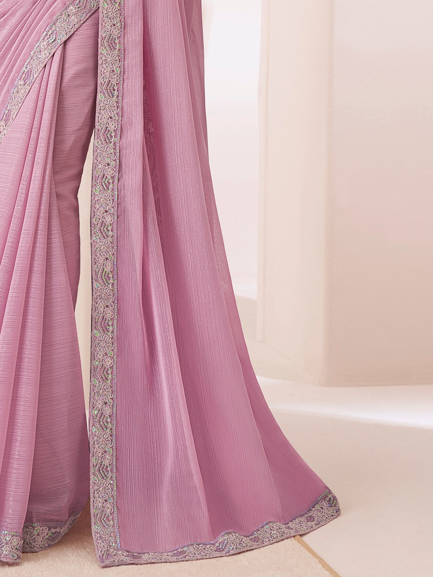 Mauve Embellished Party wear Saree - Ressa