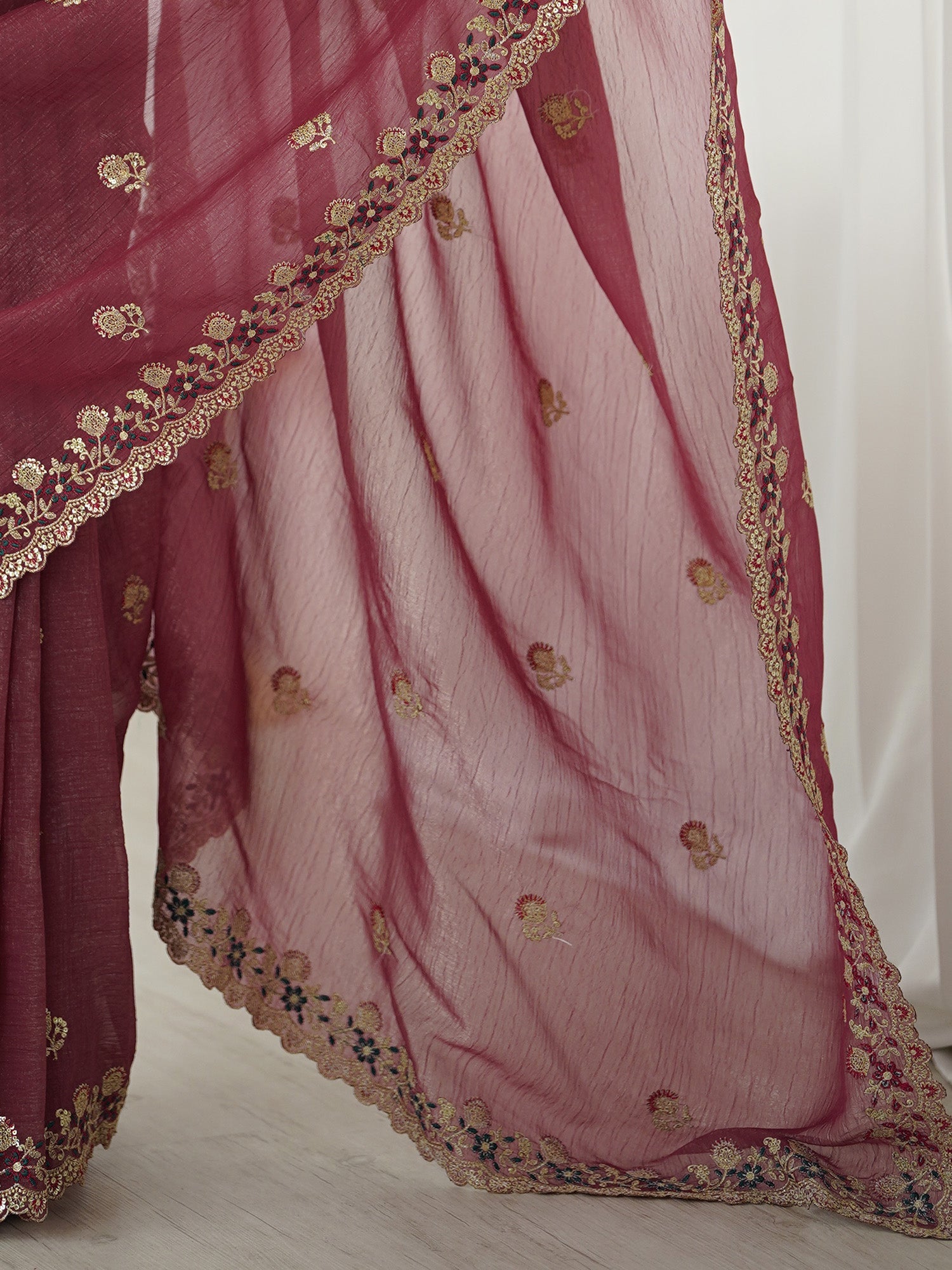Mauve Embellished Tissue Sarees - Ressa