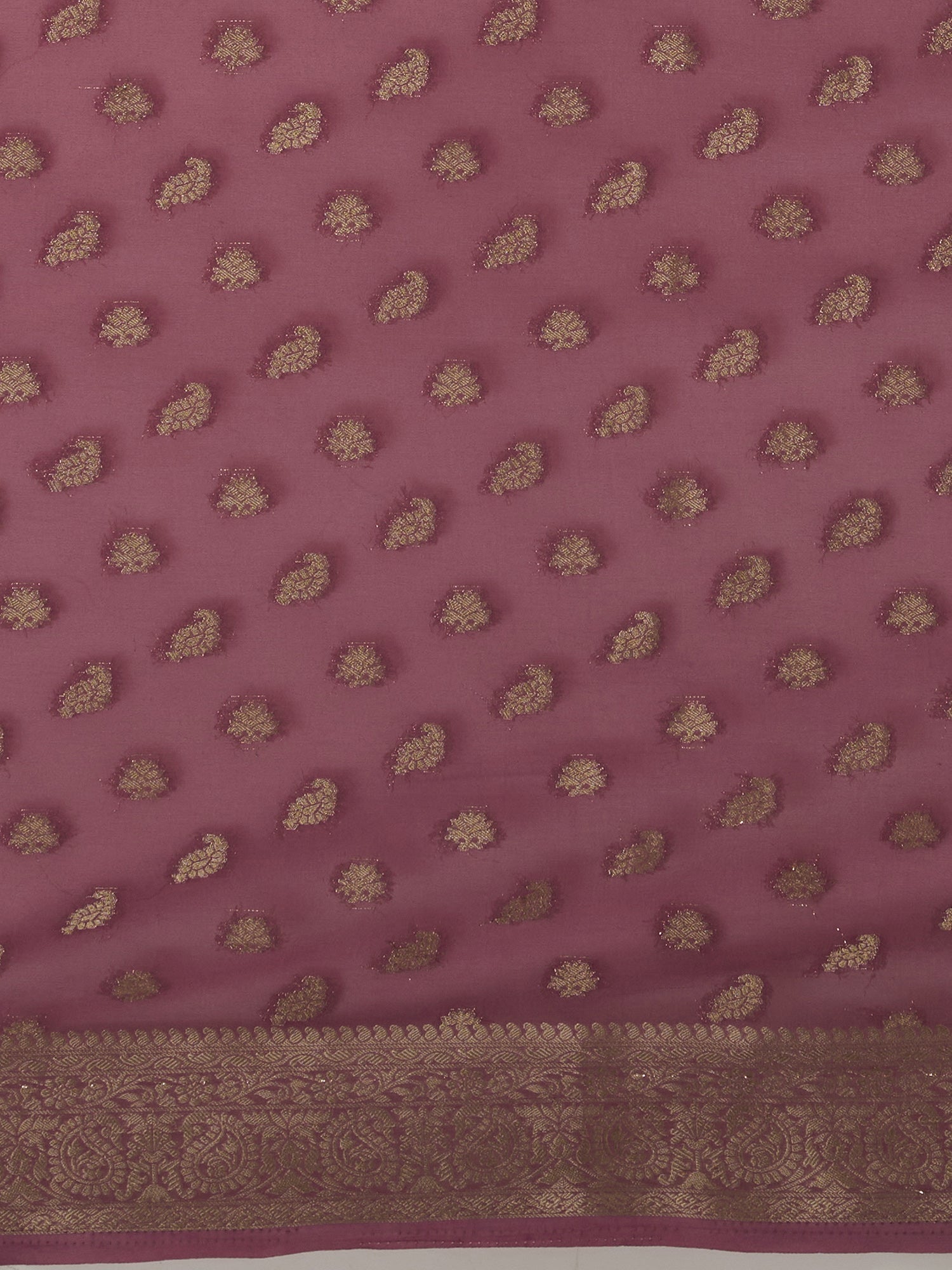 Mauve Floral Georgette Saree with Jari Border - Ressa