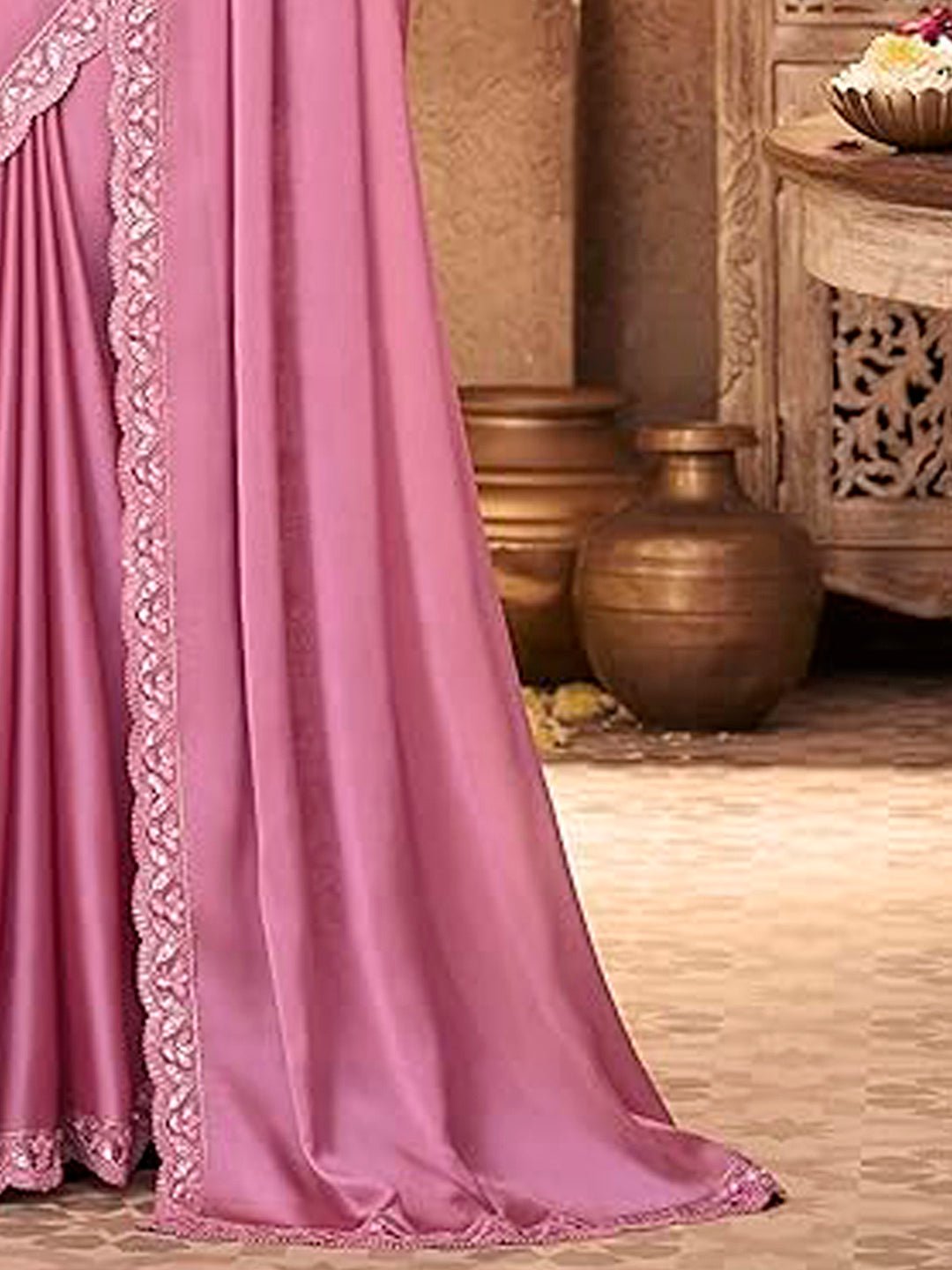 Mauve Georgette Emblished Party Wear Saree - Ressa