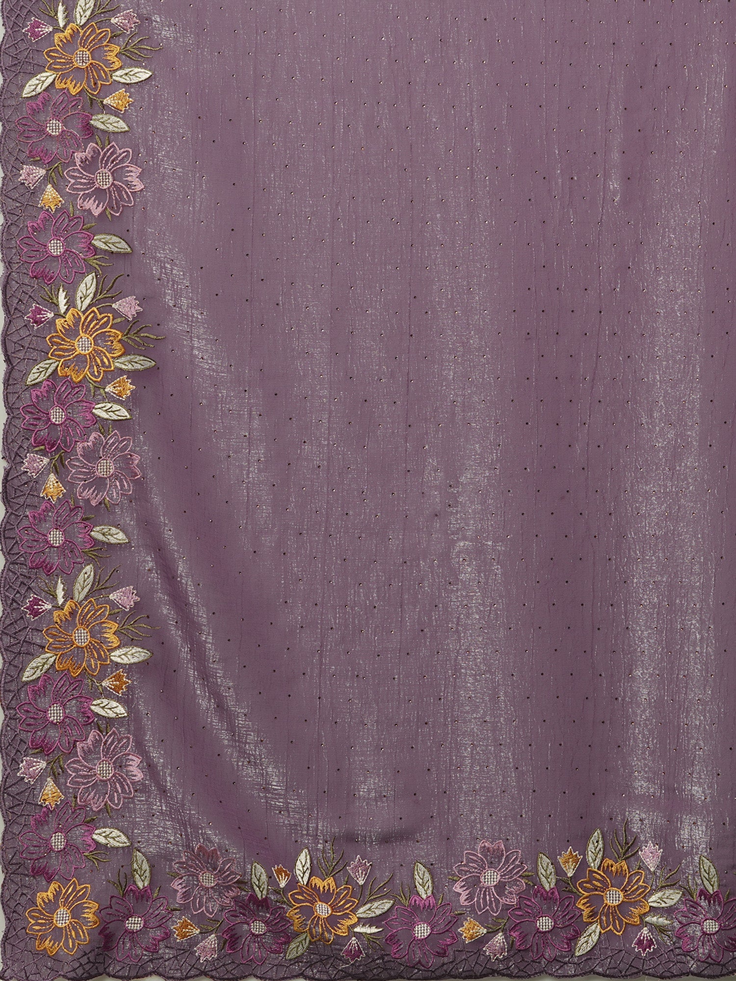 Mauve Georgette Multi-Color Embroidery Saree - Ressa