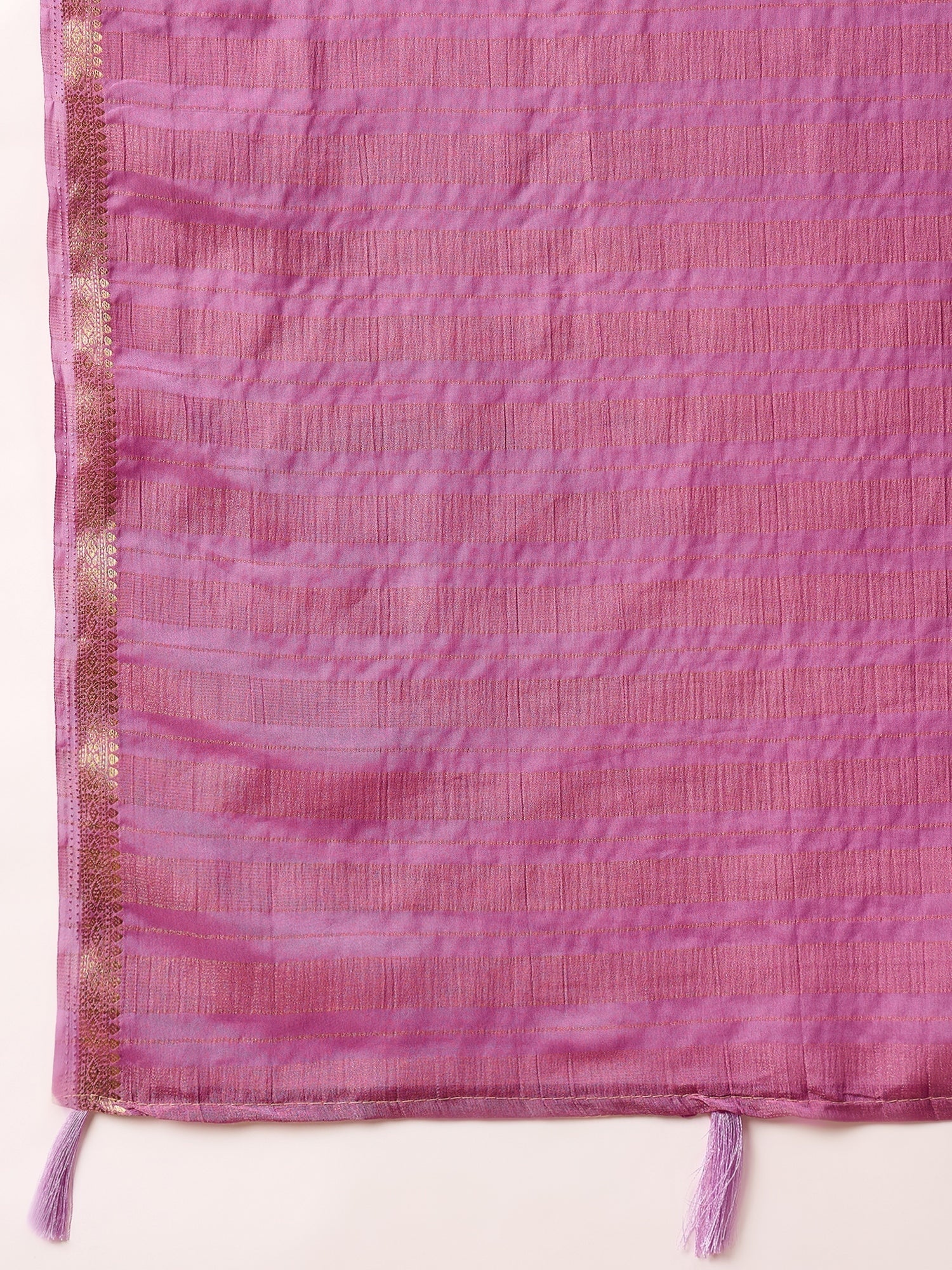 Mauve Pink Satin Silk Solid with Zari Border Blouse Saree - Ressa