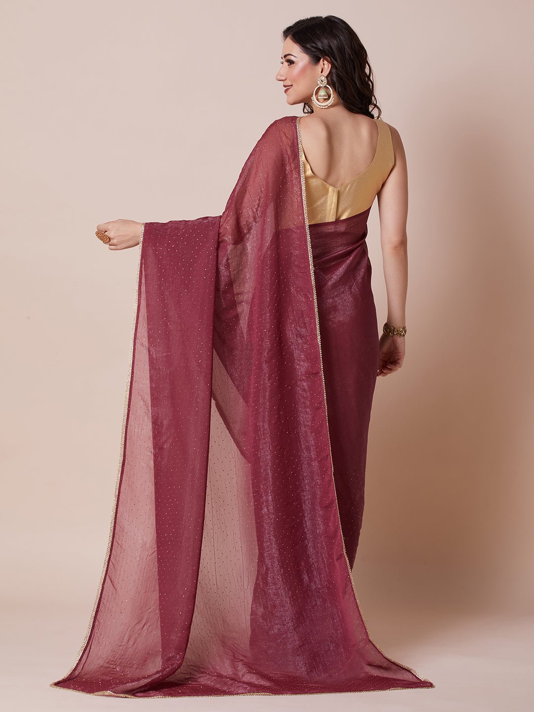 Mauve Rose Fendi Chiffon Saree - Ressa