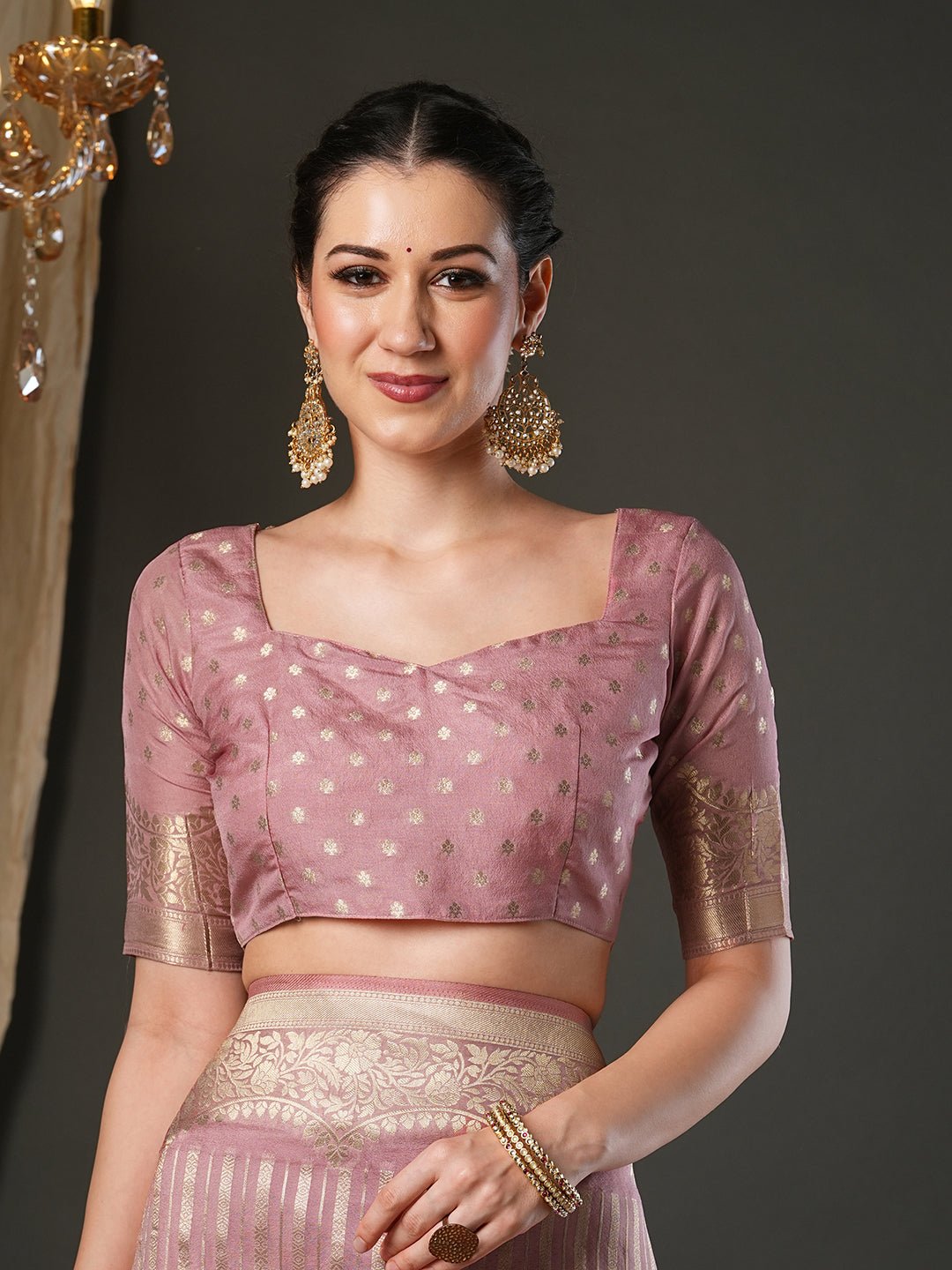 Mauve Viscose Silk Banarasi Zari Woven Saree - Ressa